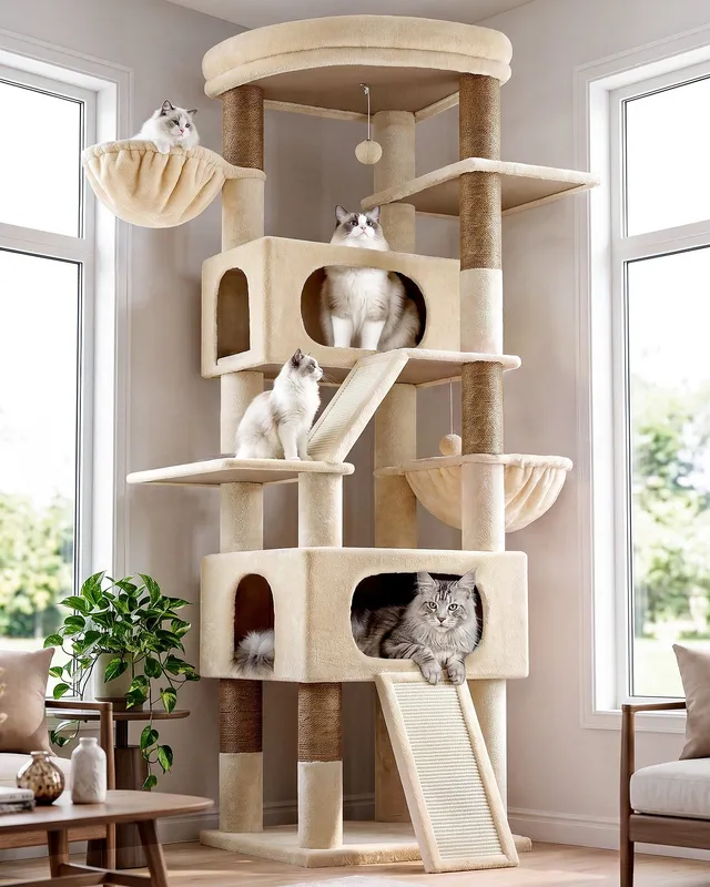 globlazer-s80h-arbre-chat-203-cm-beige-grand-chat image 1