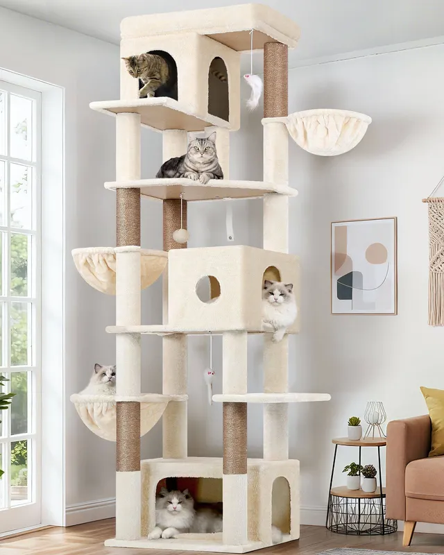 globlazer-f80f-arbre-chat-beige-203-cm-grand-chat image 1