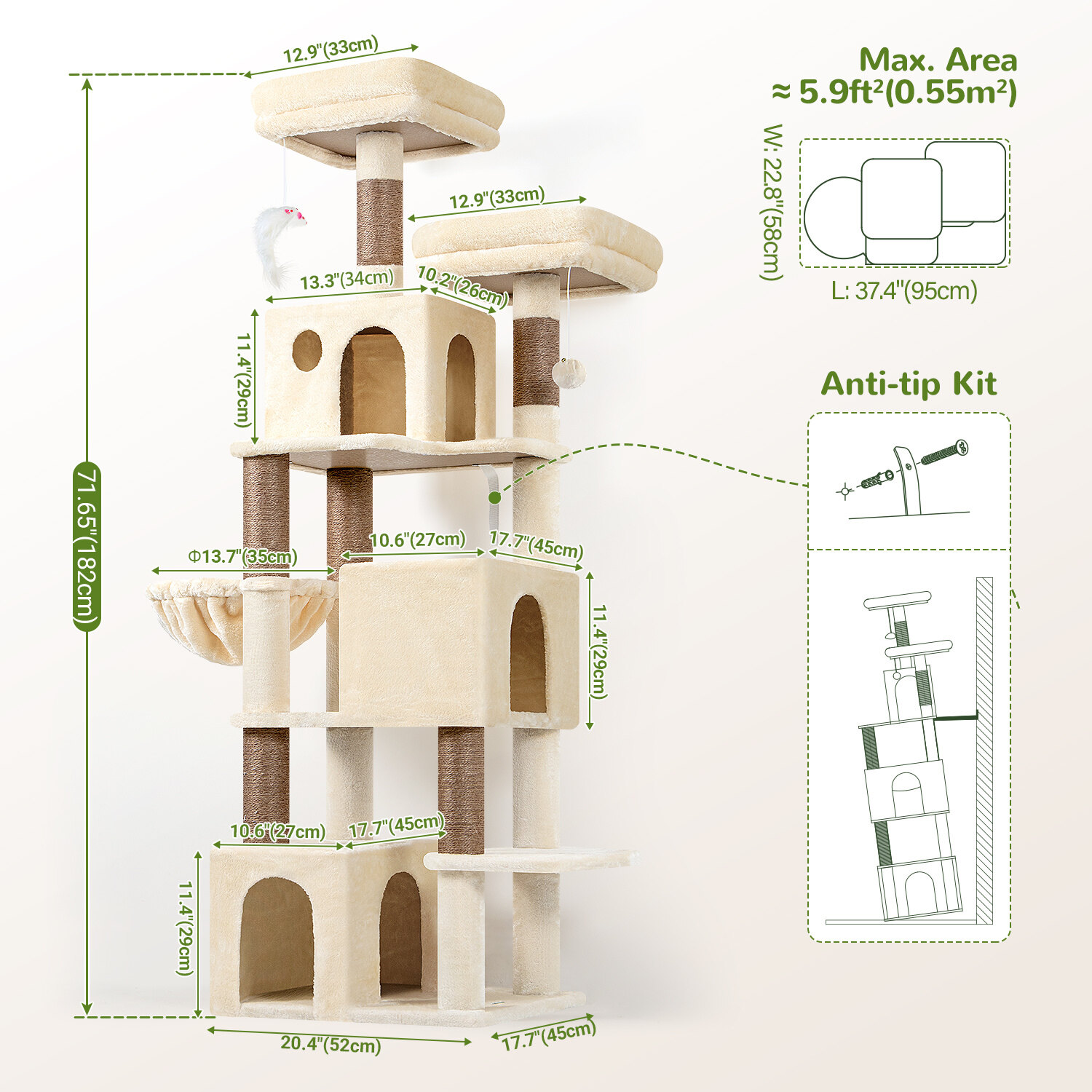 globlazer-f71-arbre-chat-beige-180-cm-griffoir image 8