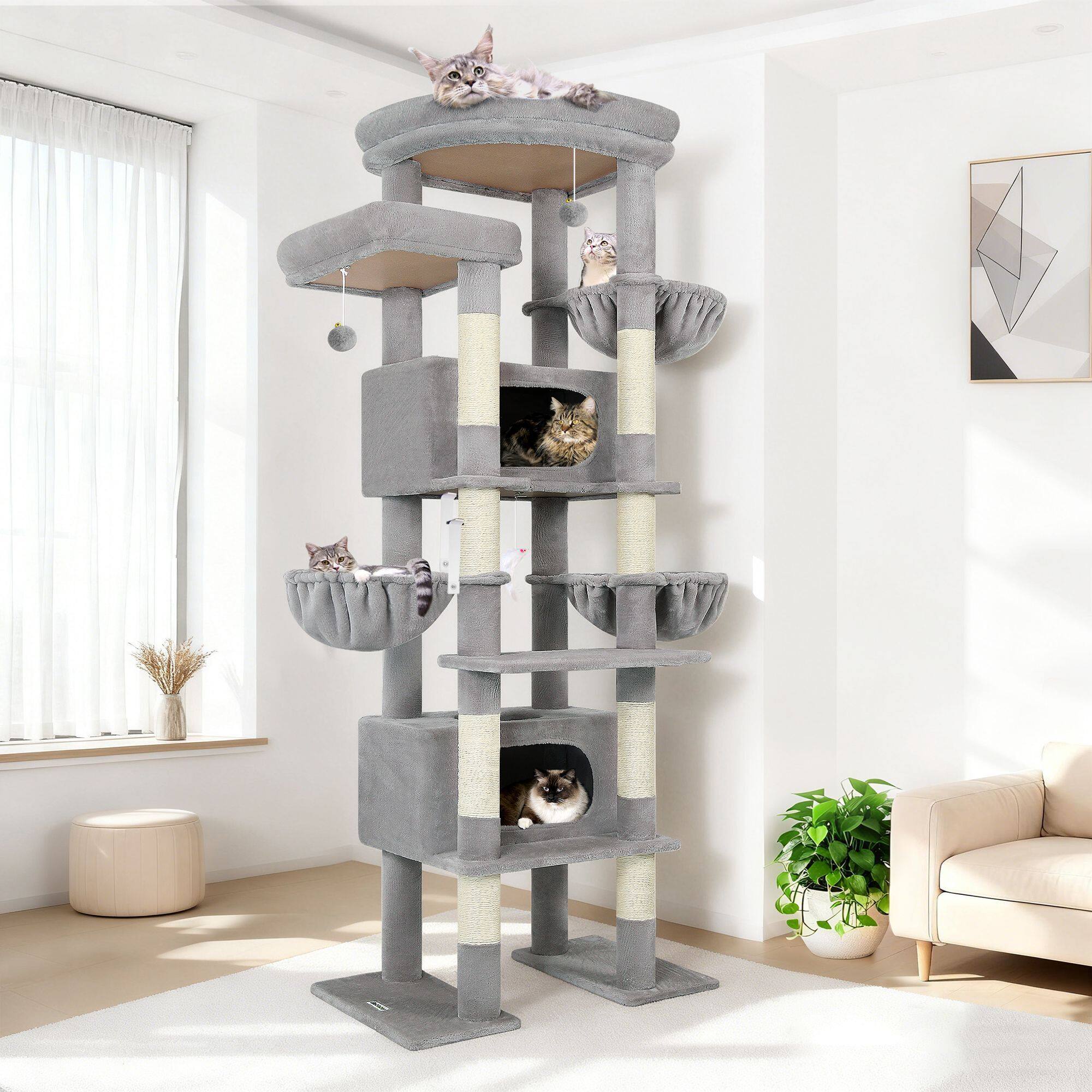 globlazer-f84-arbre-chat-84-pouces-gris-clair-xxl image 7