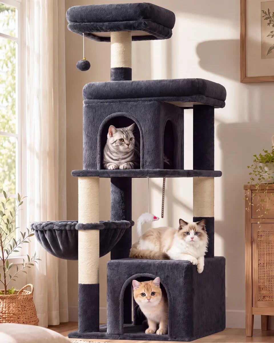 globlazer-f-series-f54-arbre-chat-gris-fonc-avec-niches image 1