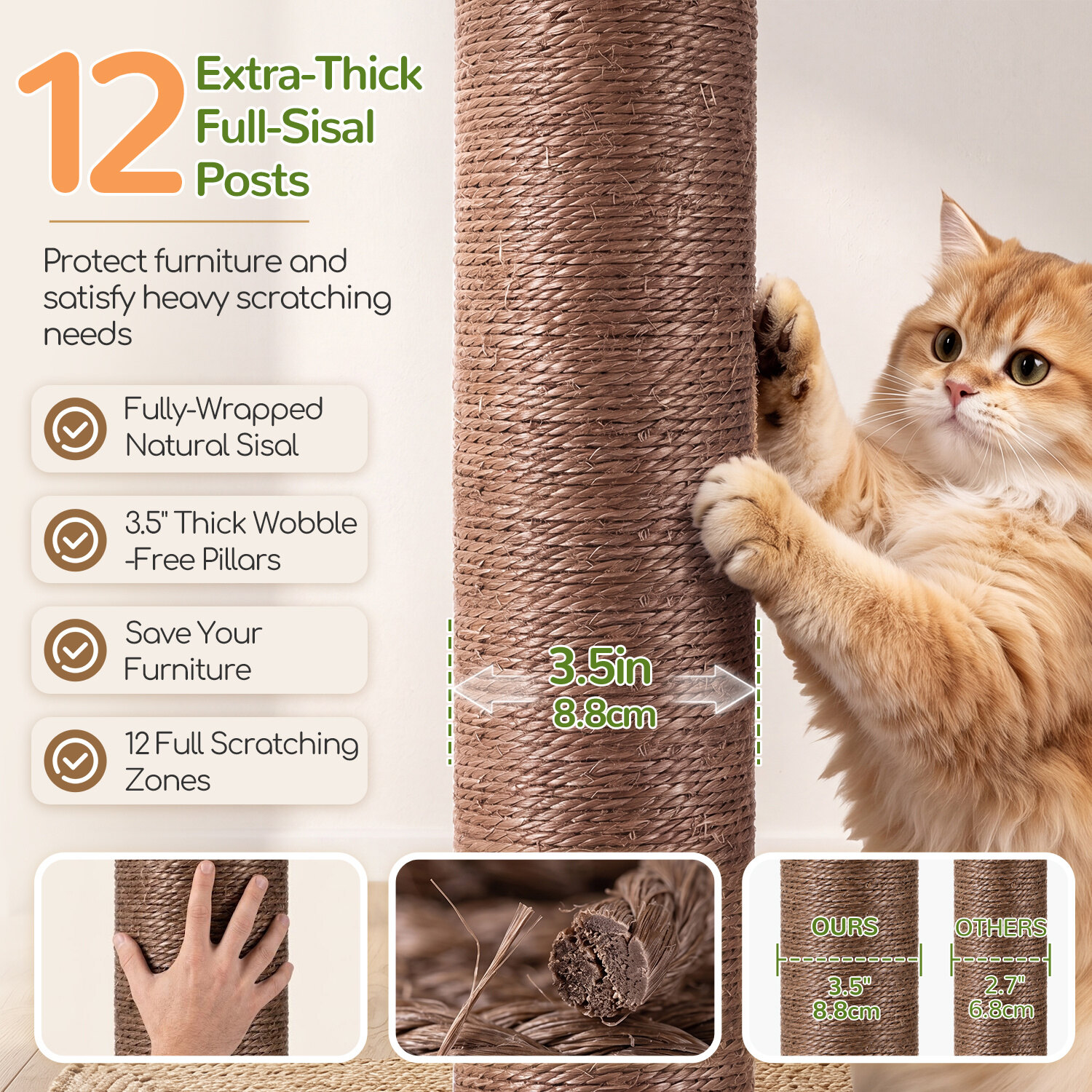 globlazer-s65g-arbre-chat-beige-165-cm-poteaux-pais image 6