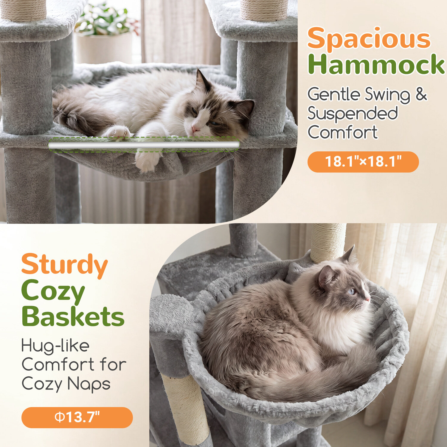 globlazer-f61b-arbre-chat-gris-clair-155-cm-xxl image 6