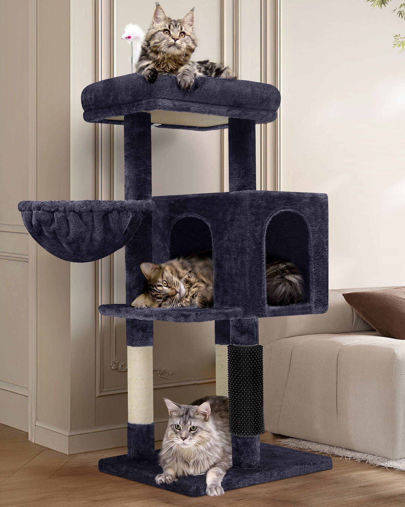 globlazer-f46b-arbre-chat-gris-fonc-117-cm-stable image 1