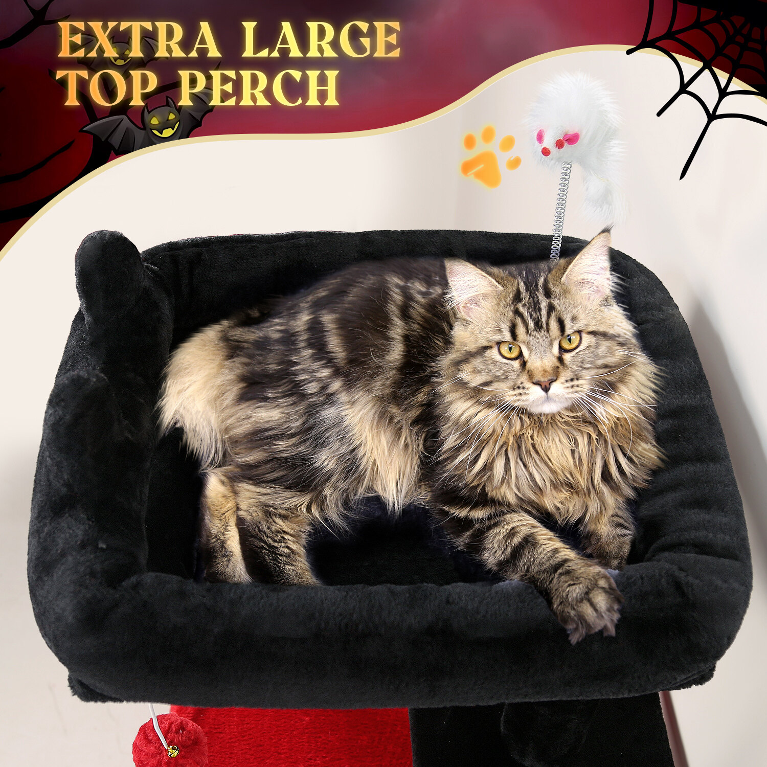 globlazer-fc50-arbre-chat-rouge-noir-50-pouces-grands-chats image 4