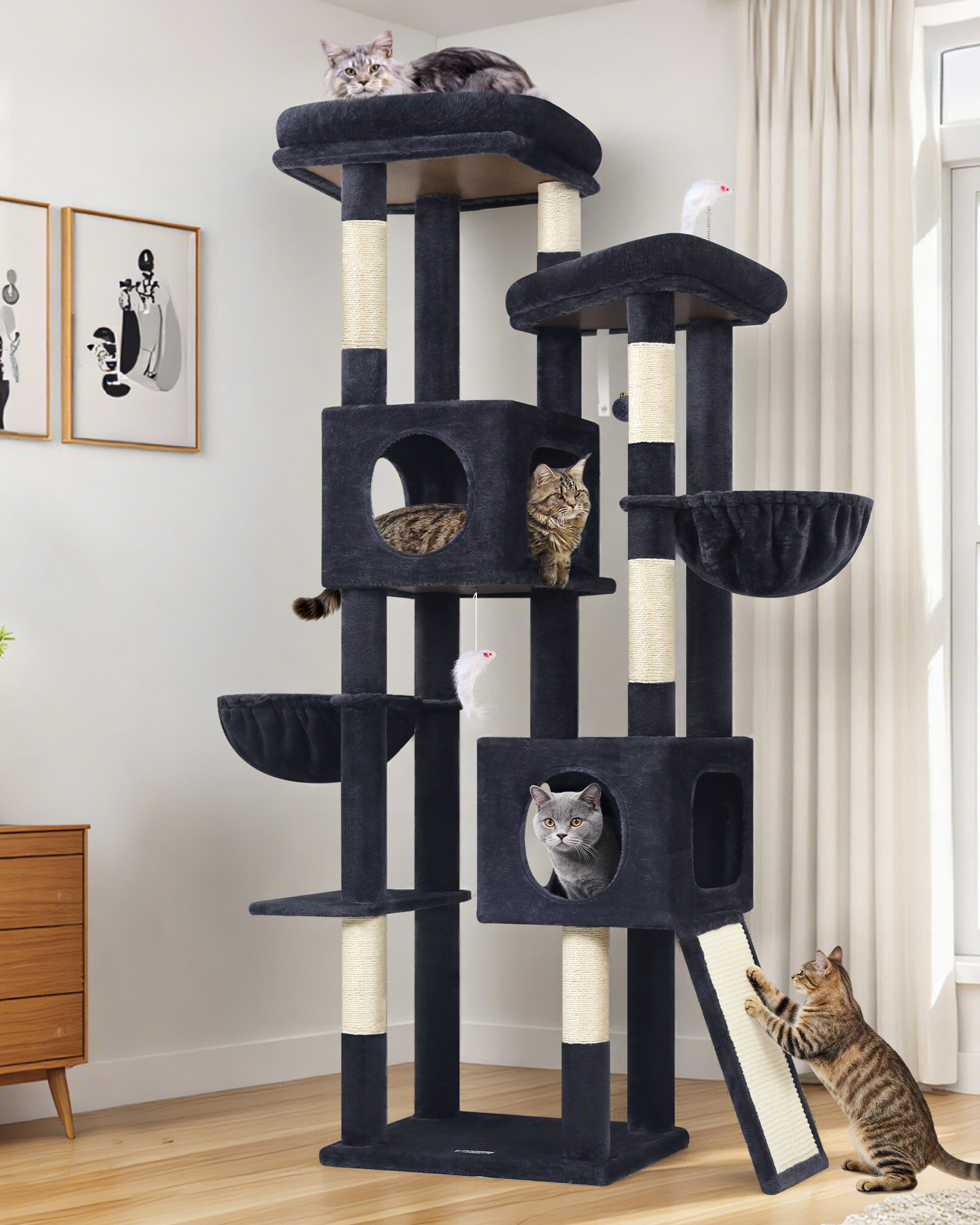 globlazer-s72e-arbre-chat-72-pouces-gris-fonc image 1