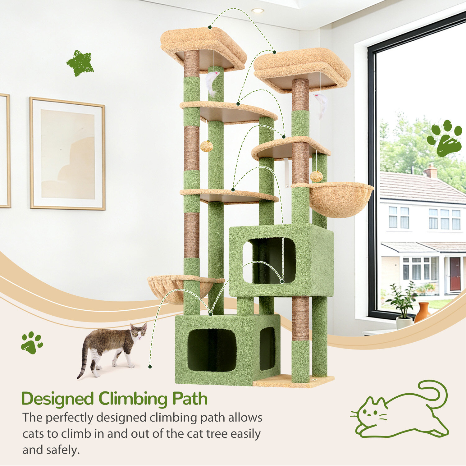 globlazer-s74e-arbre-chat-robuste-188-cm-vert-cactus image 7