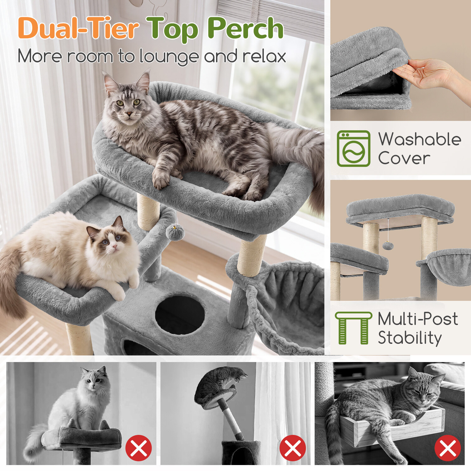 globlazer-f-series-f81e-arbre-chat-gris-clair-81-pouces-xxl image 3