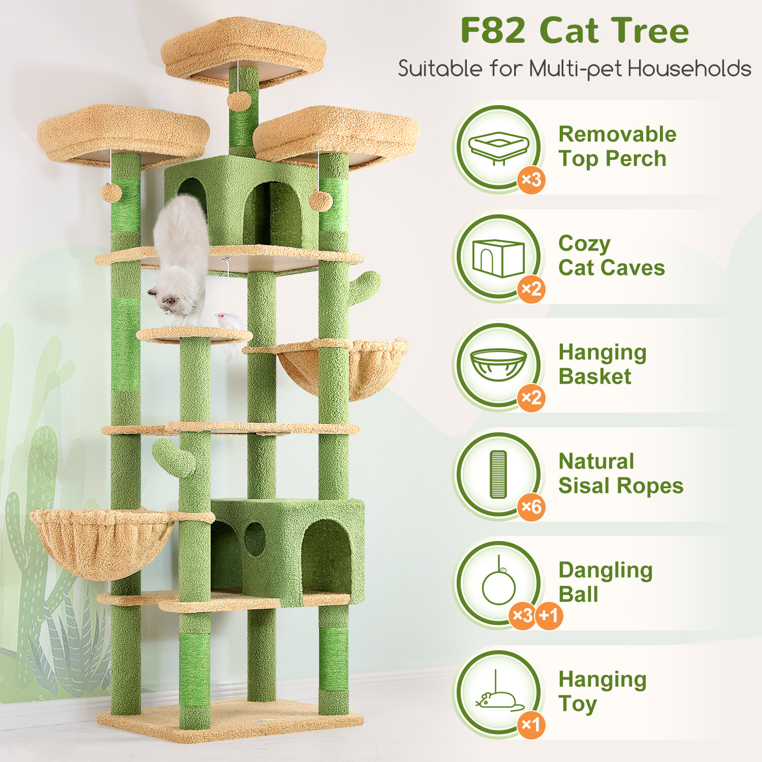globlazer-f82-arbre-chat-cactus-vert-82-pouces-haut image 7
