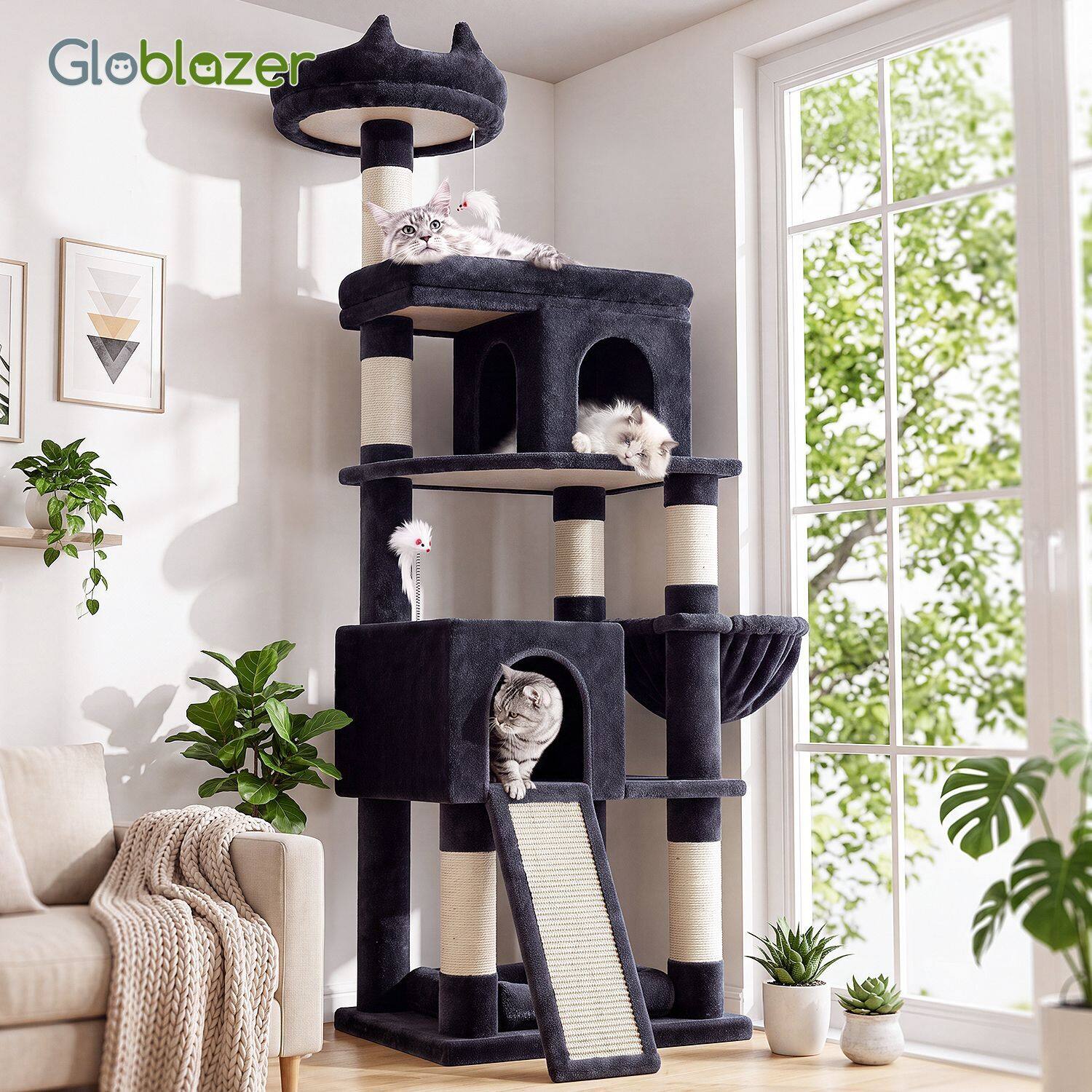 globlazer-s-series-s72-arbre-chat-gris-fum-183-cm-robuste image 1