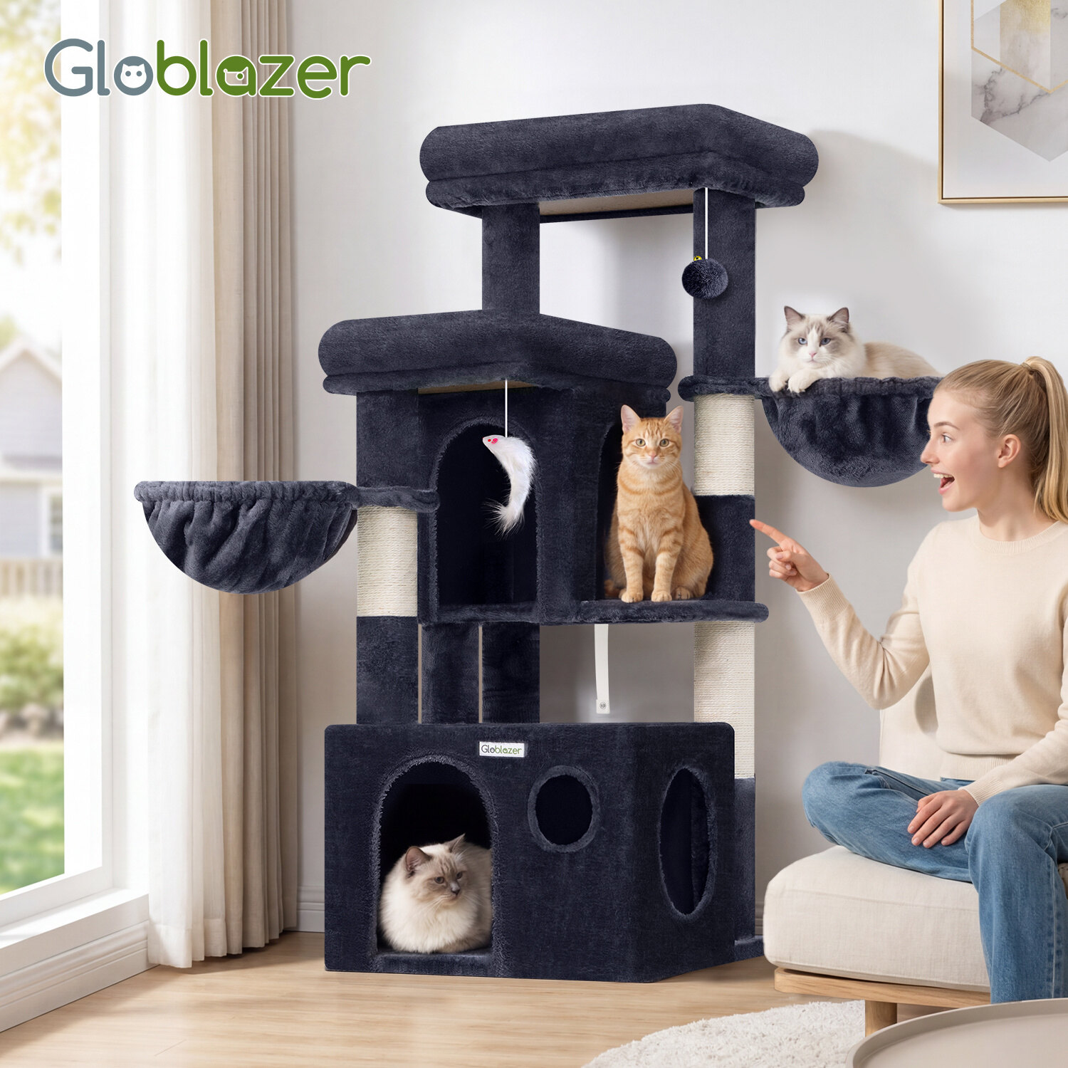 globlazer-s48-arbre-chat-gris-fonc-48-pouces-robuste image 8