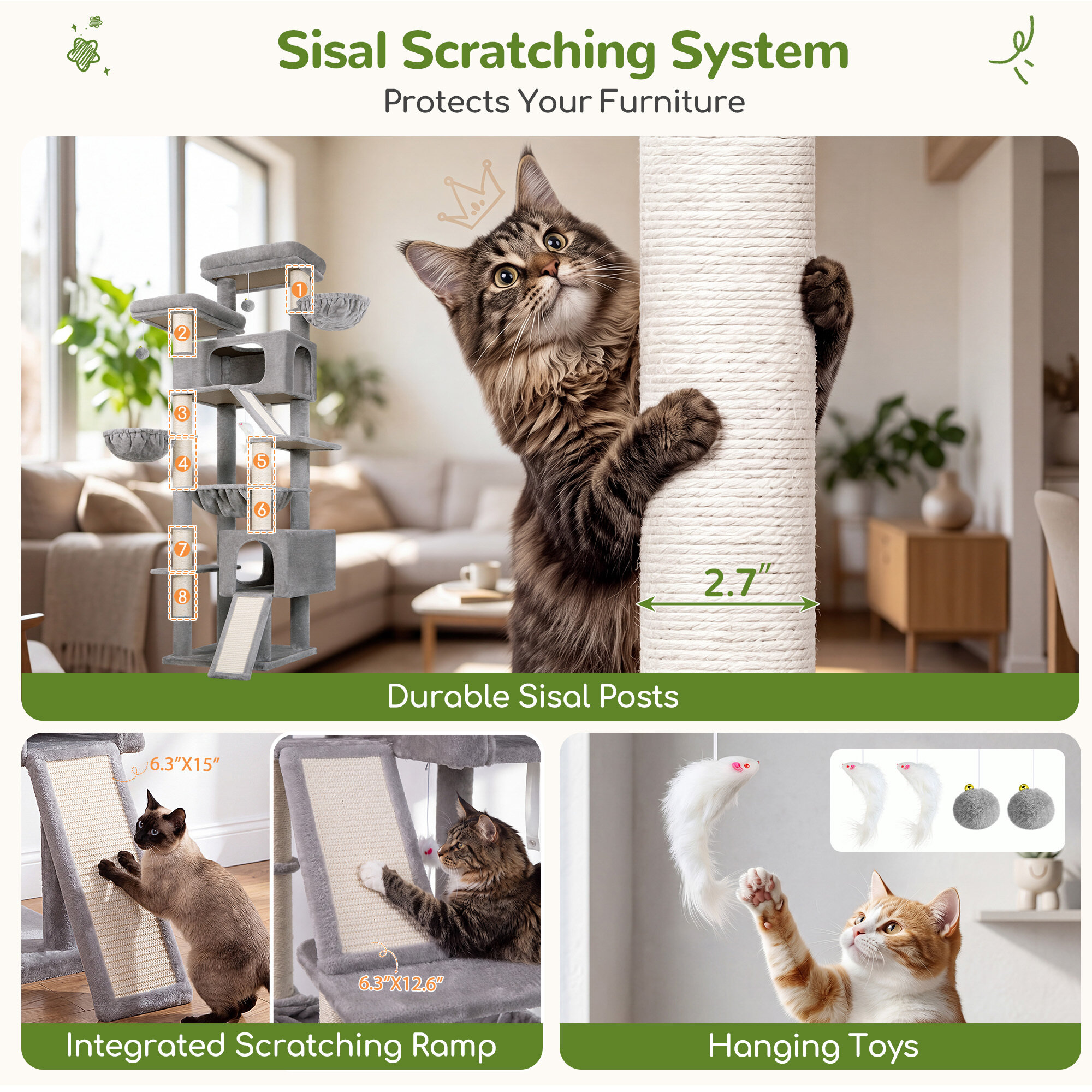 globlazer-f-series-f82d-arbre-chat-gris-clair-82-pouces-grand-chat image 6