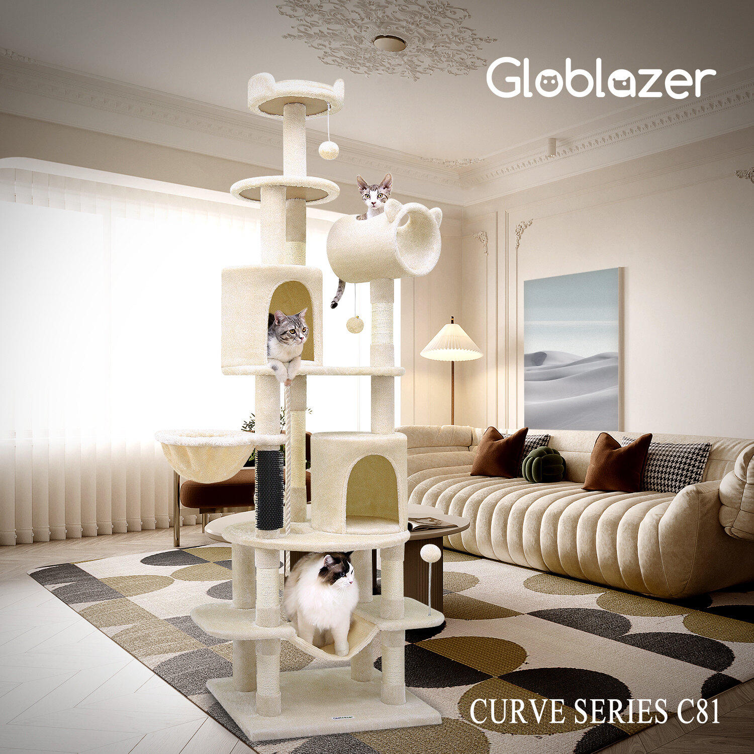 globlazer-c-series-c81-arbre-chat-beige-206-cm-grand image 4