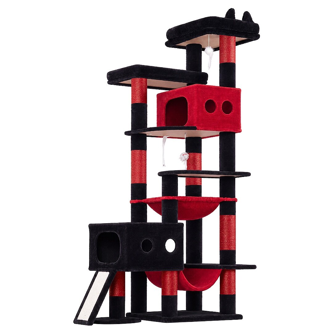 globlazer-s83g-arbre-chat-211-cm-rouge-noir-robuste image 2