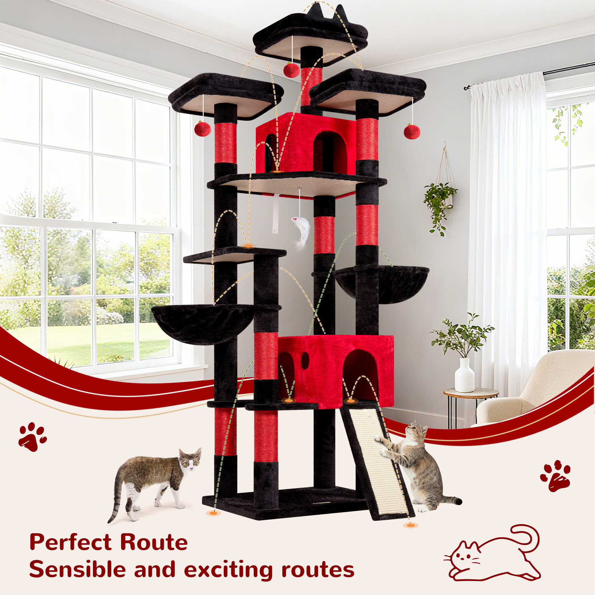 globlazer-f83d-arbre-chat-211-cm-rouge-noir-grands-chats image 7