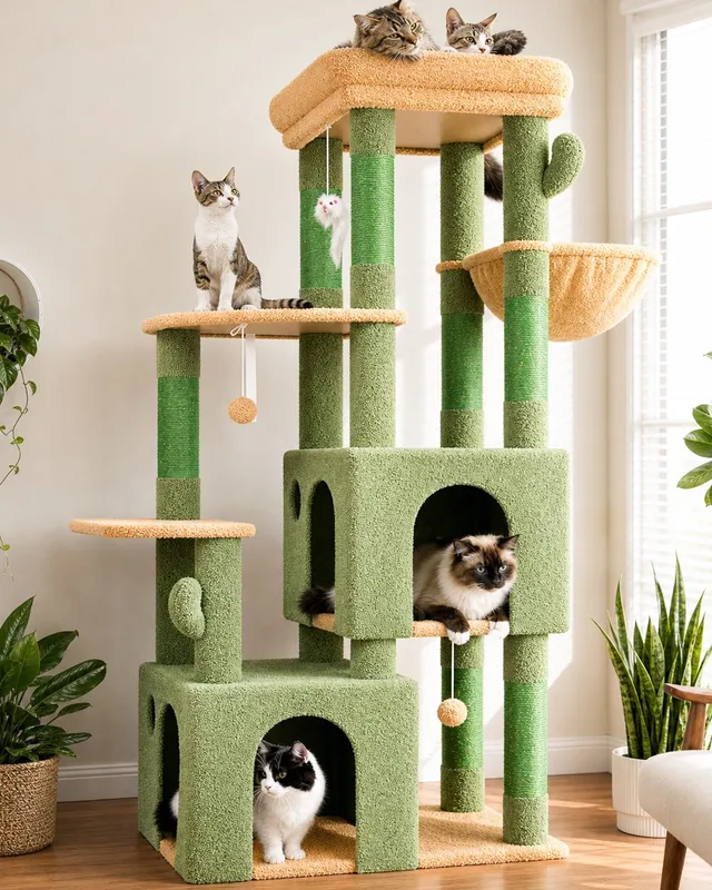 globlazer-f61-arbre-chat-vert-cactus-61-pouces-robuste image 1