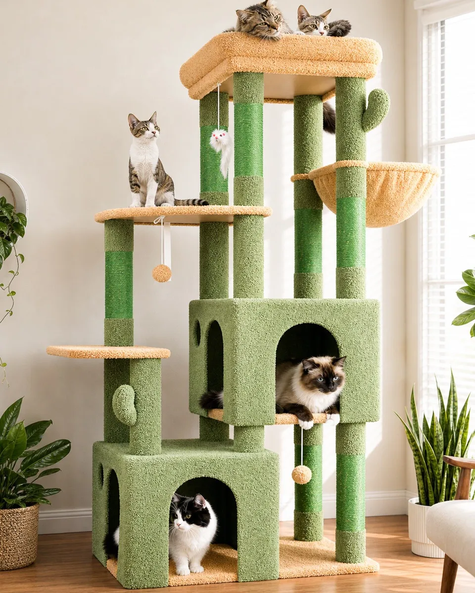 globlazer-f61-arbre-chat-vert-cactus-61-pouces-robuste image 1