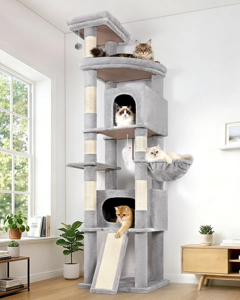 globlazer-f84b-arbre-chat-gris-clair-84-pouces-grand-xxl image 1
