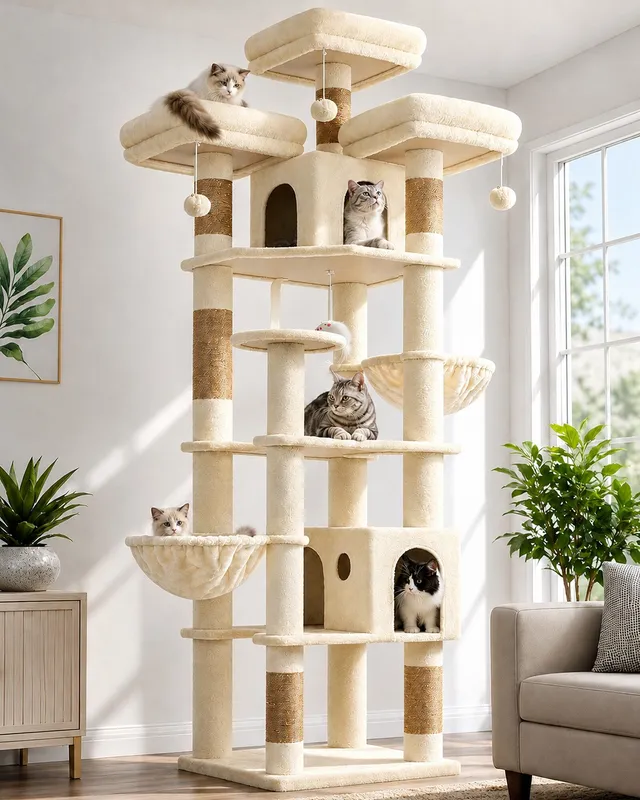 globlazer-f82-arbre-chat-208-cm-beige-grand-chat image 1