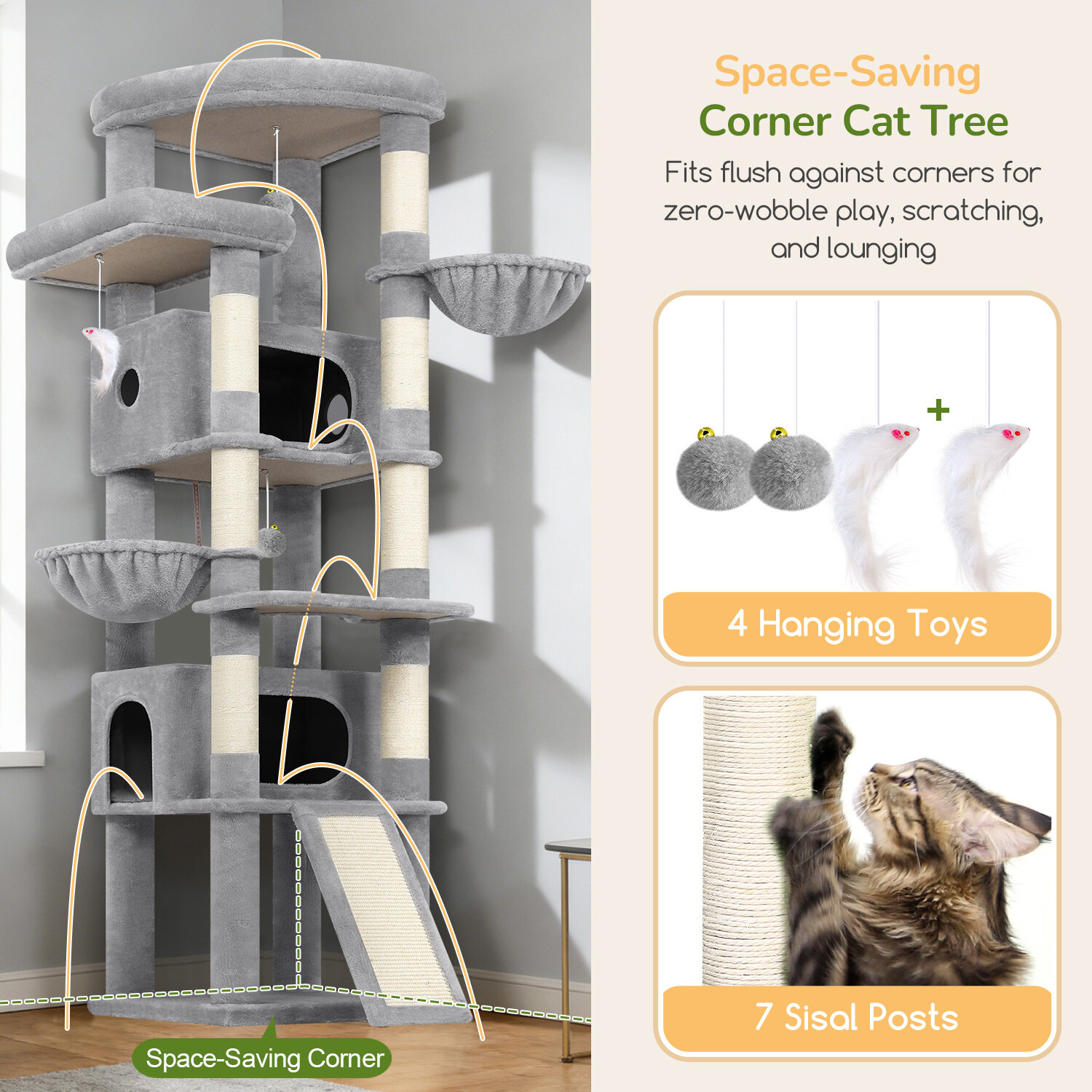 globlazer-s-series-s80c-arbre-chat-gris-clair-80-pouces-xxl image 6