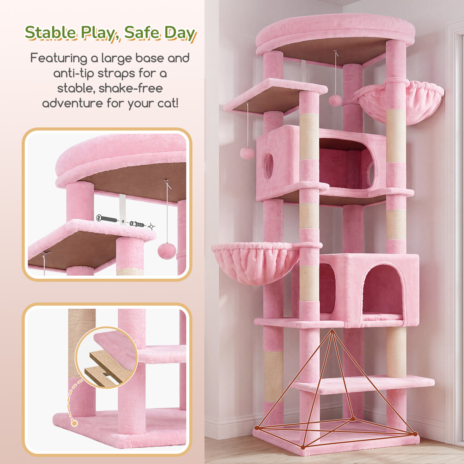 globlazer-s-series-s74-arbre-chat-rose-74-pouces-grand image 6