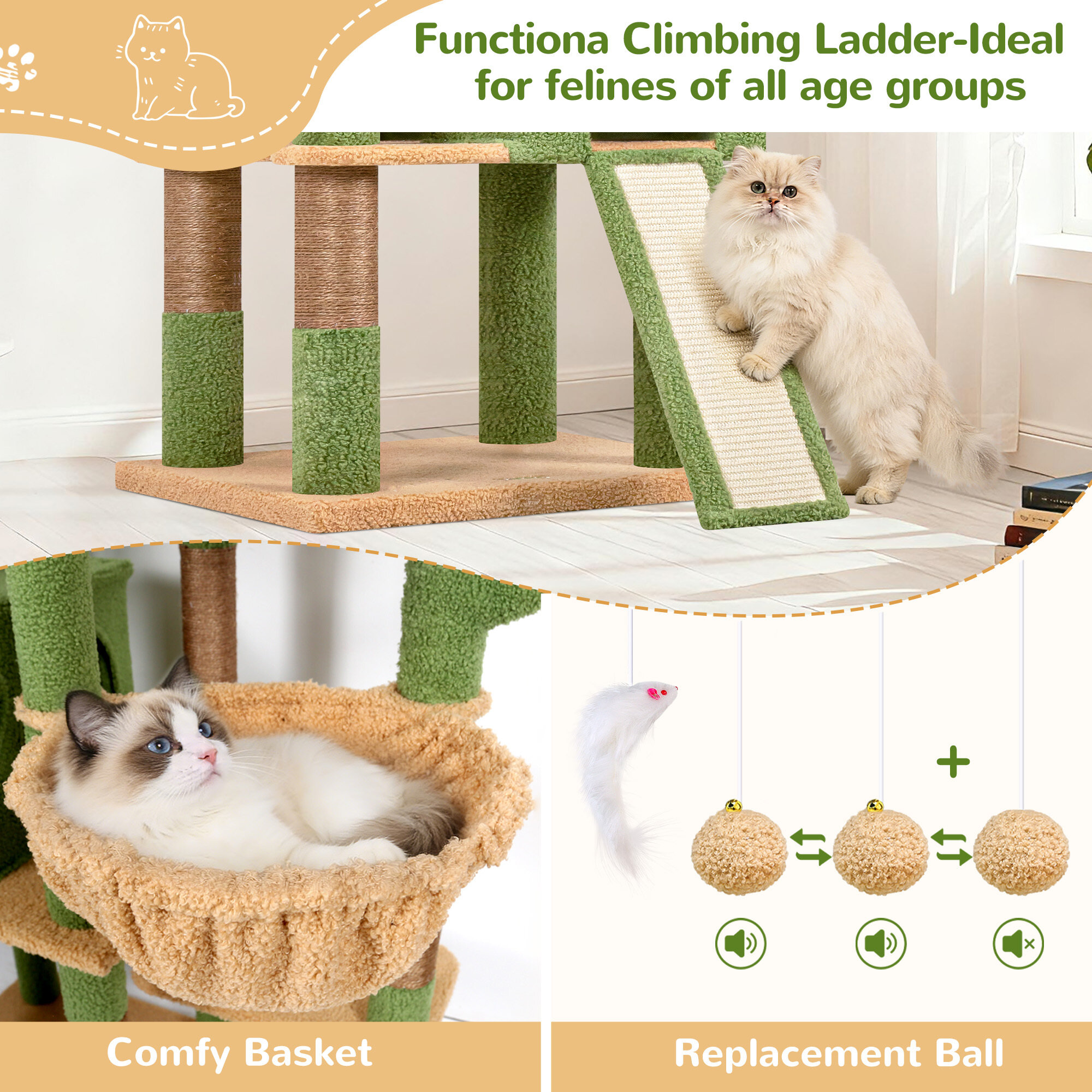 globlazer-f83d-arbre-a-chat-vert-cactus-211-cm image 5