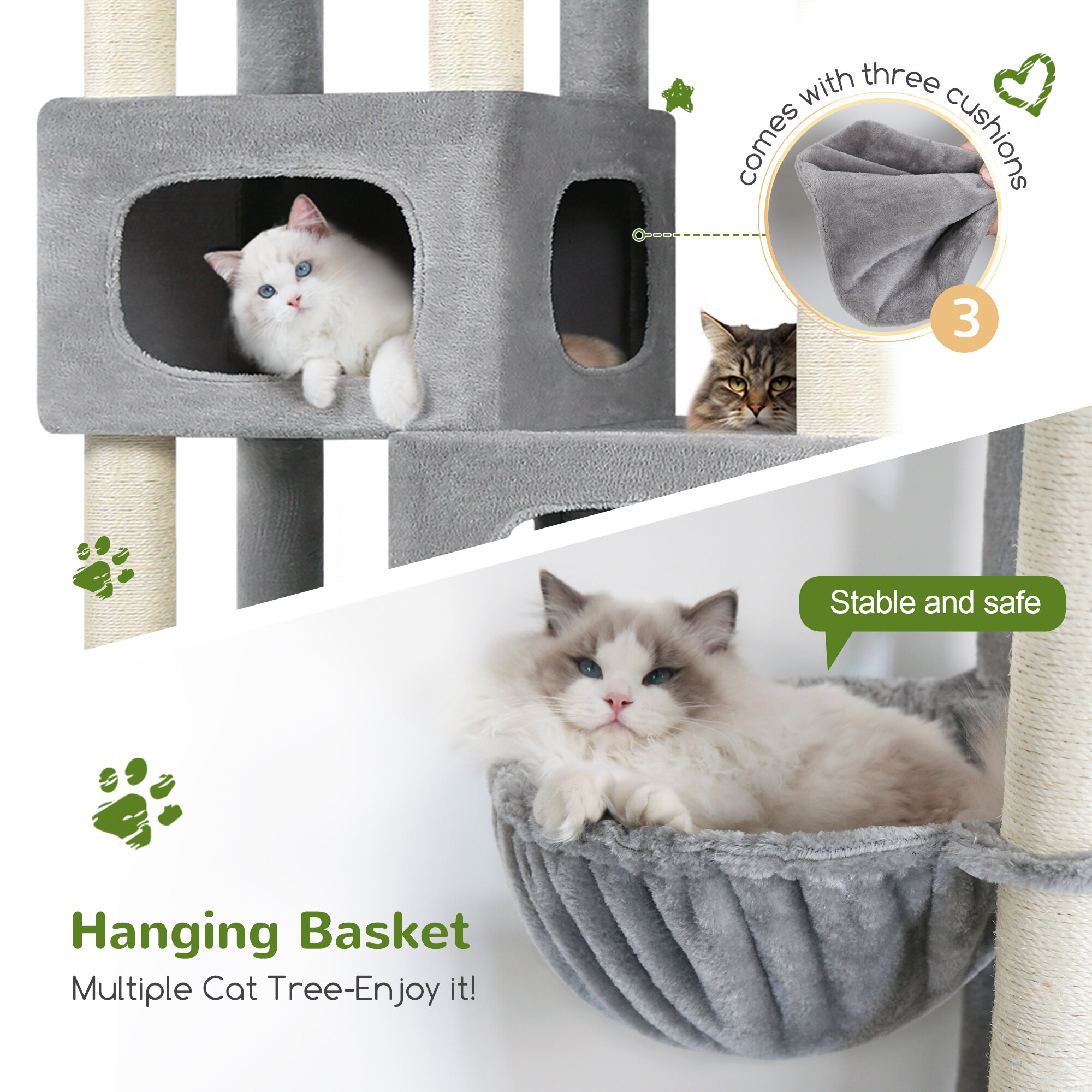 globlazer-s-series-s85-arbre-chat-85-pouces-gris-clair-xxl image 6