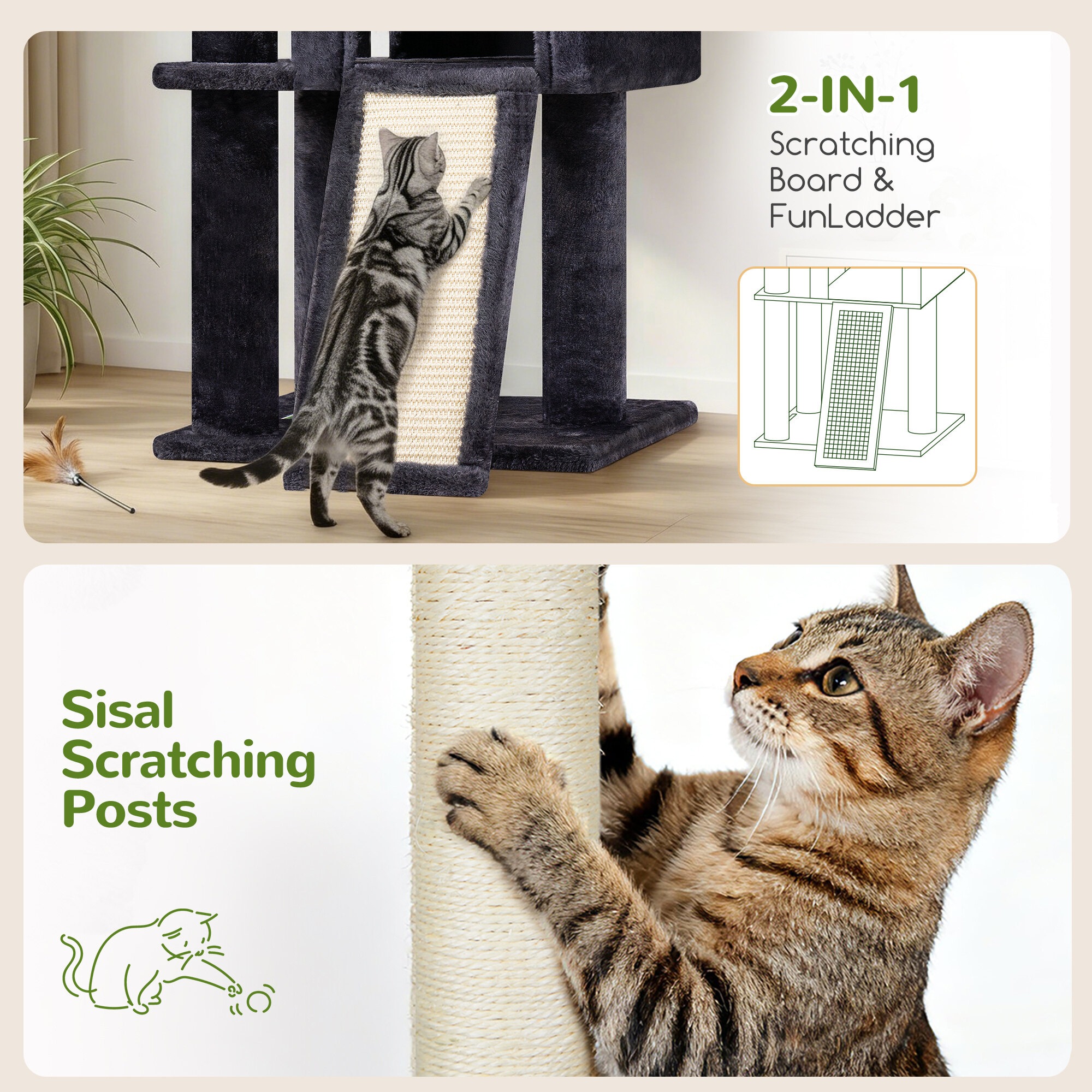 globlazer-f-series-f45-arbre-chat-grand-chat-gris-45-pouces image 7