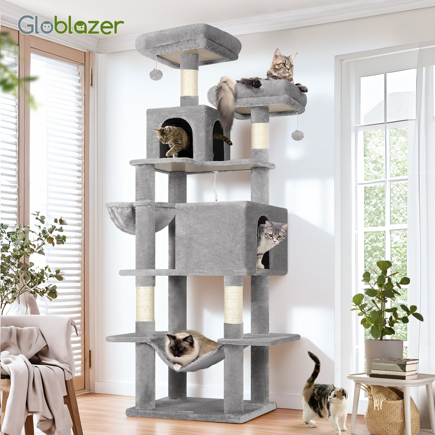 globlazer-f-series-f76-arbre-chat-gris-clair-76-pouces image 8