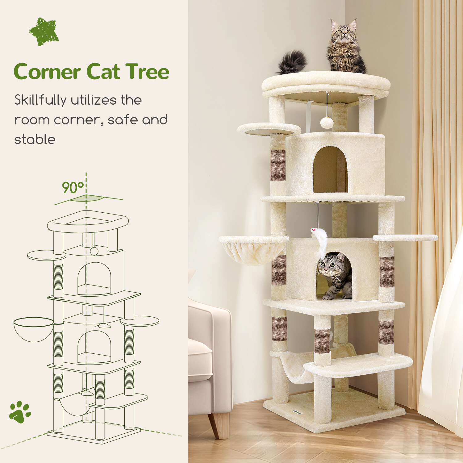 globlazer-c-series-c66-arbre-chat-beige-66-pouces-grand image 7
