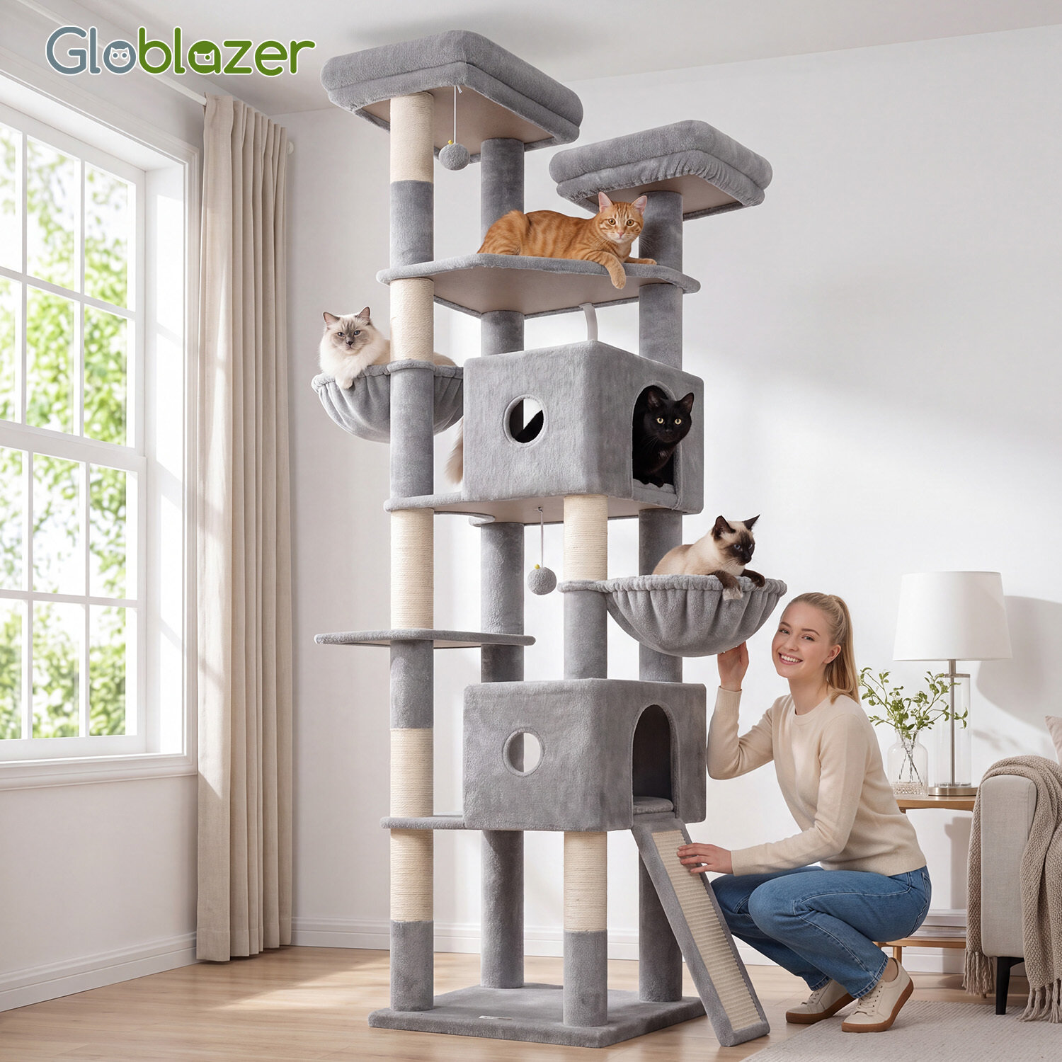 globlazer-f84g-arbre-chat-xxl-gris-clair-213-cm image 8
