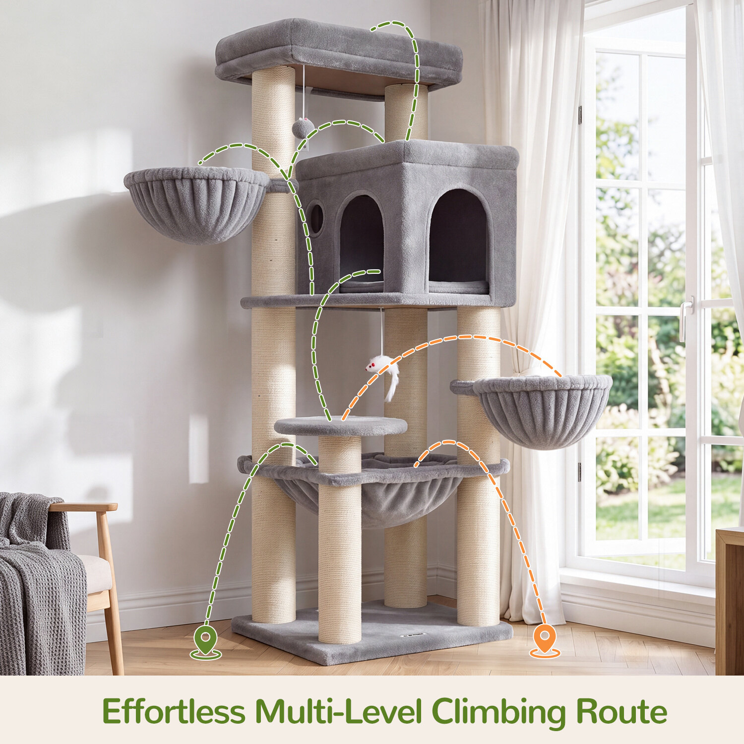 globlazer-s-series-s65g-arbre-chat-gris-clair-165-cm image 7