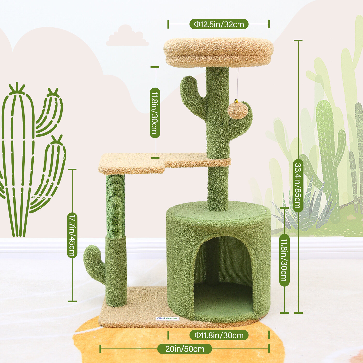 globlazer-f-series-f33-arbre-chat-cactus-vert-84-cm-petit image 3