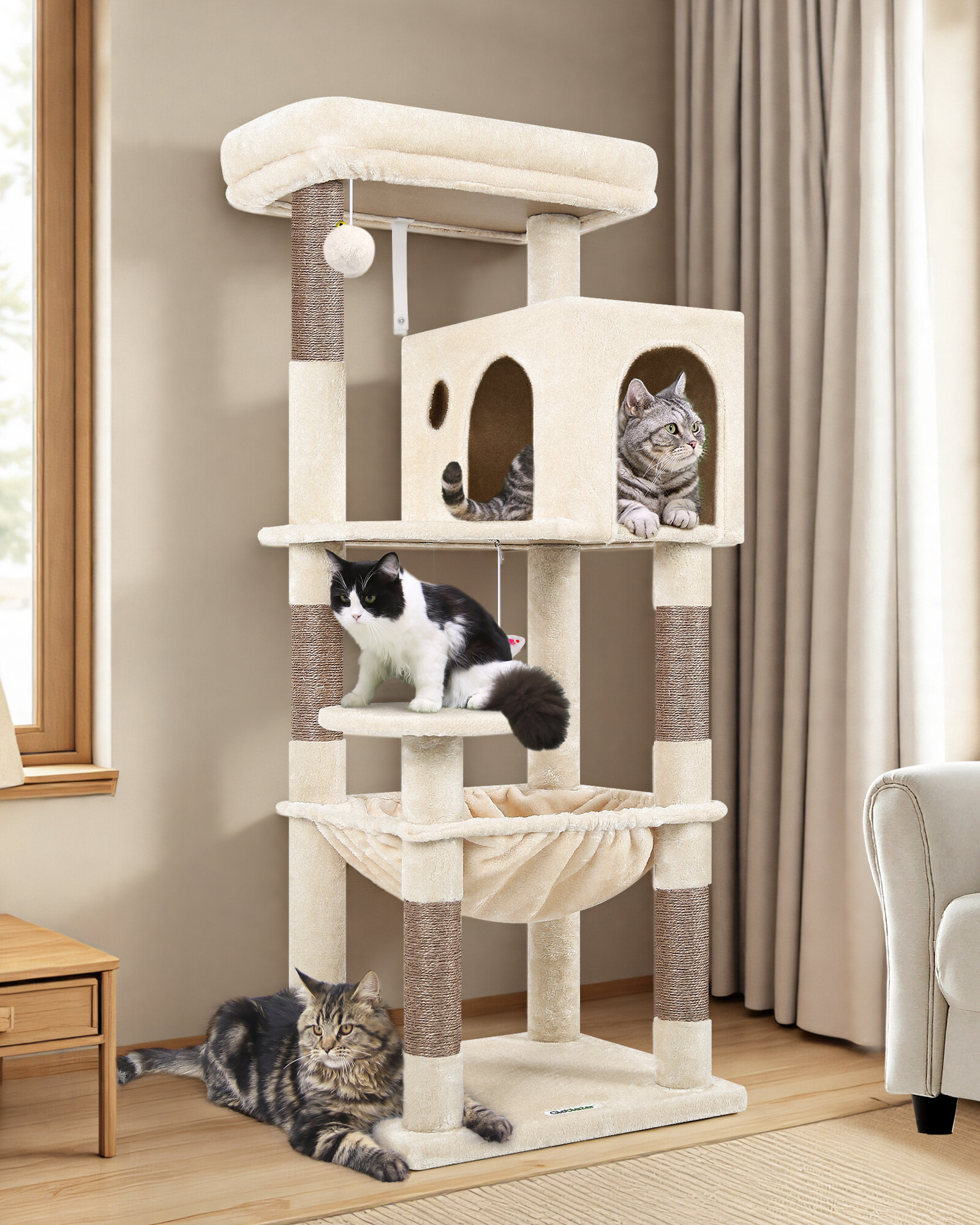 globlazer-f53-arbre-chat-beige-135-cm-compact image 1