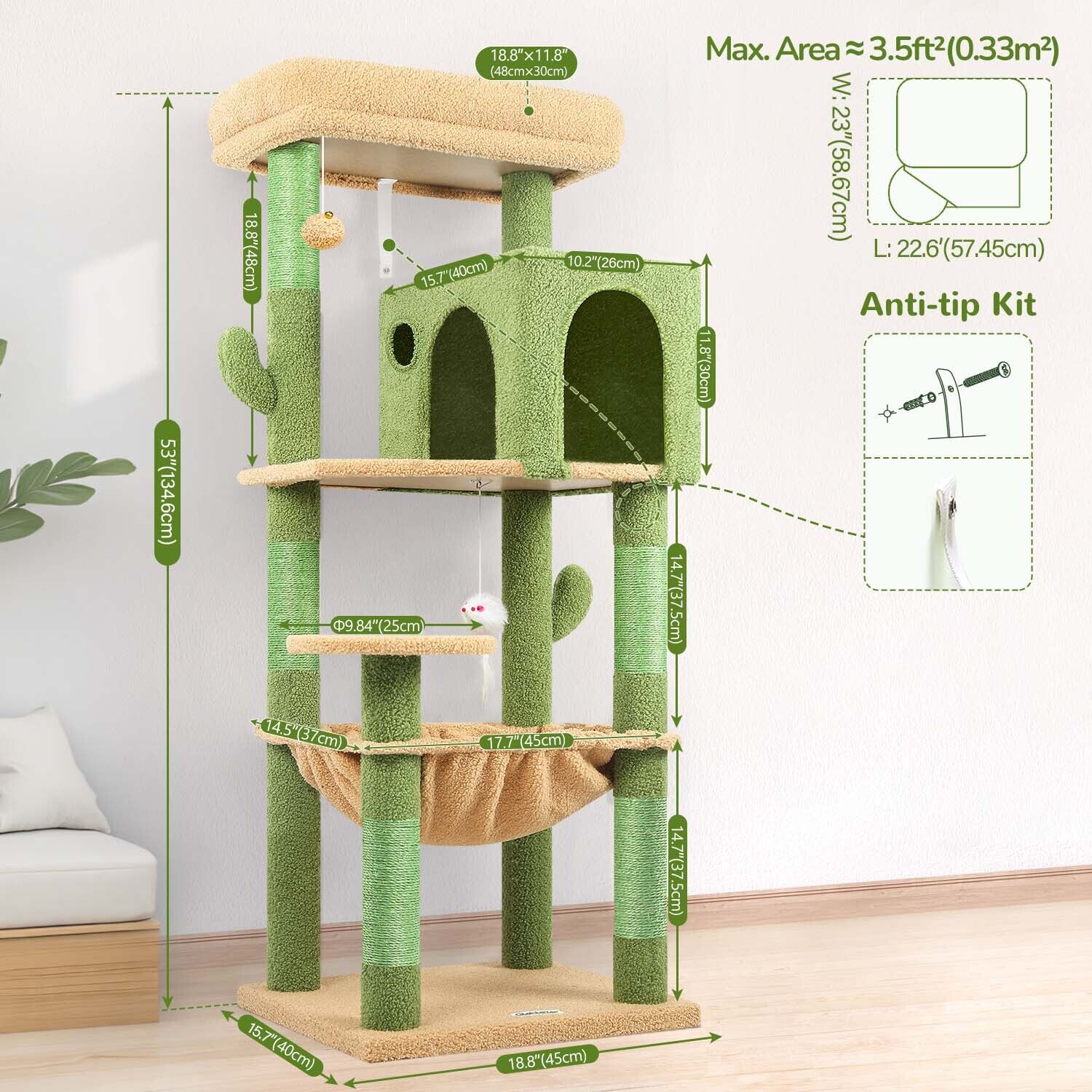 globlazer-f-series-f53-arbre-chat-vert-cactus-135-cm image 7
