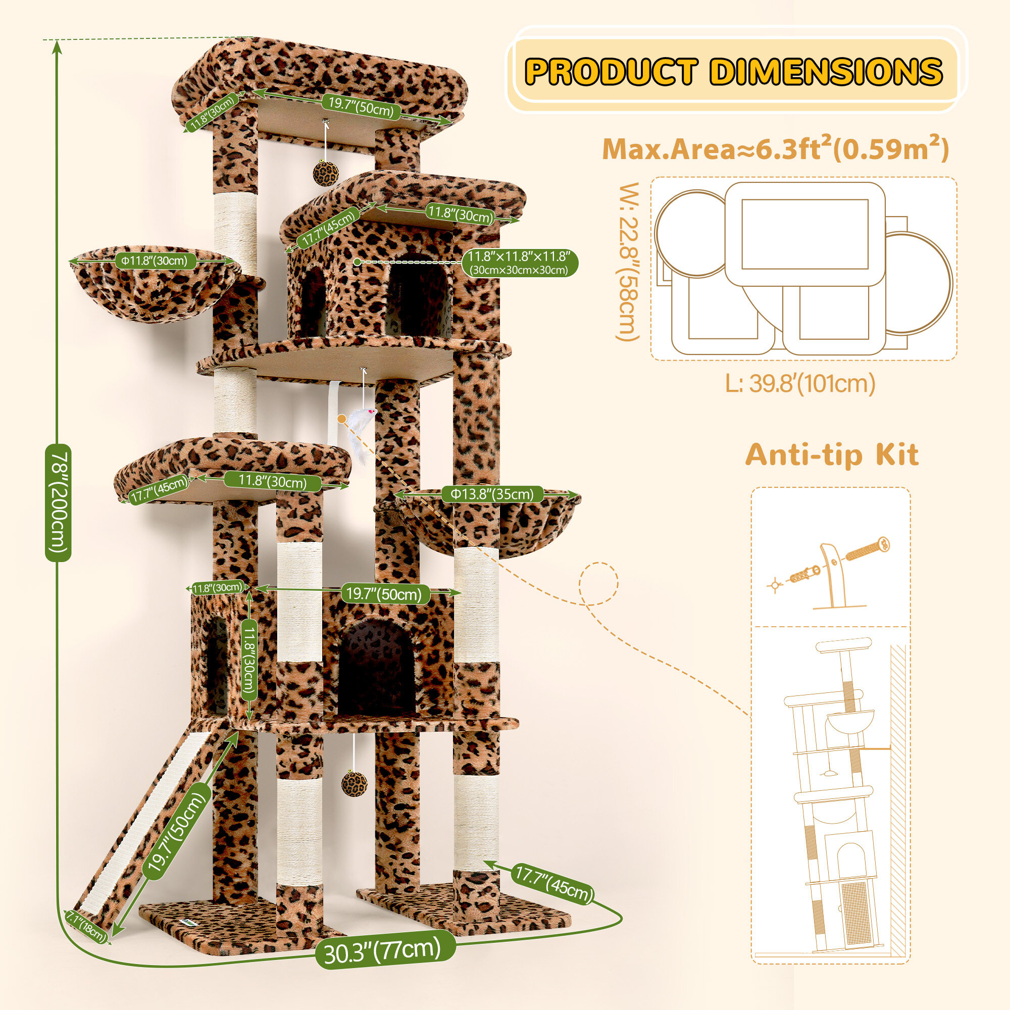 globlazer-s78-arbre-chat-l-opard-198-cm-griffoir image 3