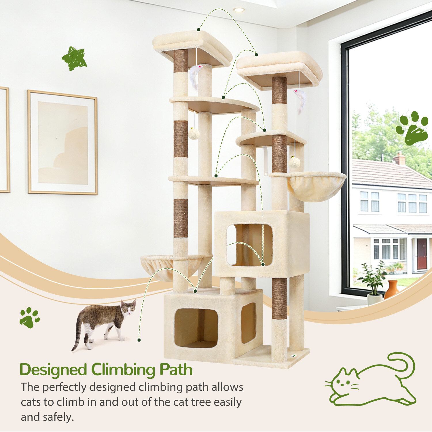 globlazer-s-series-s74e-arbre-chat-beige-robuste-188-cm image 7