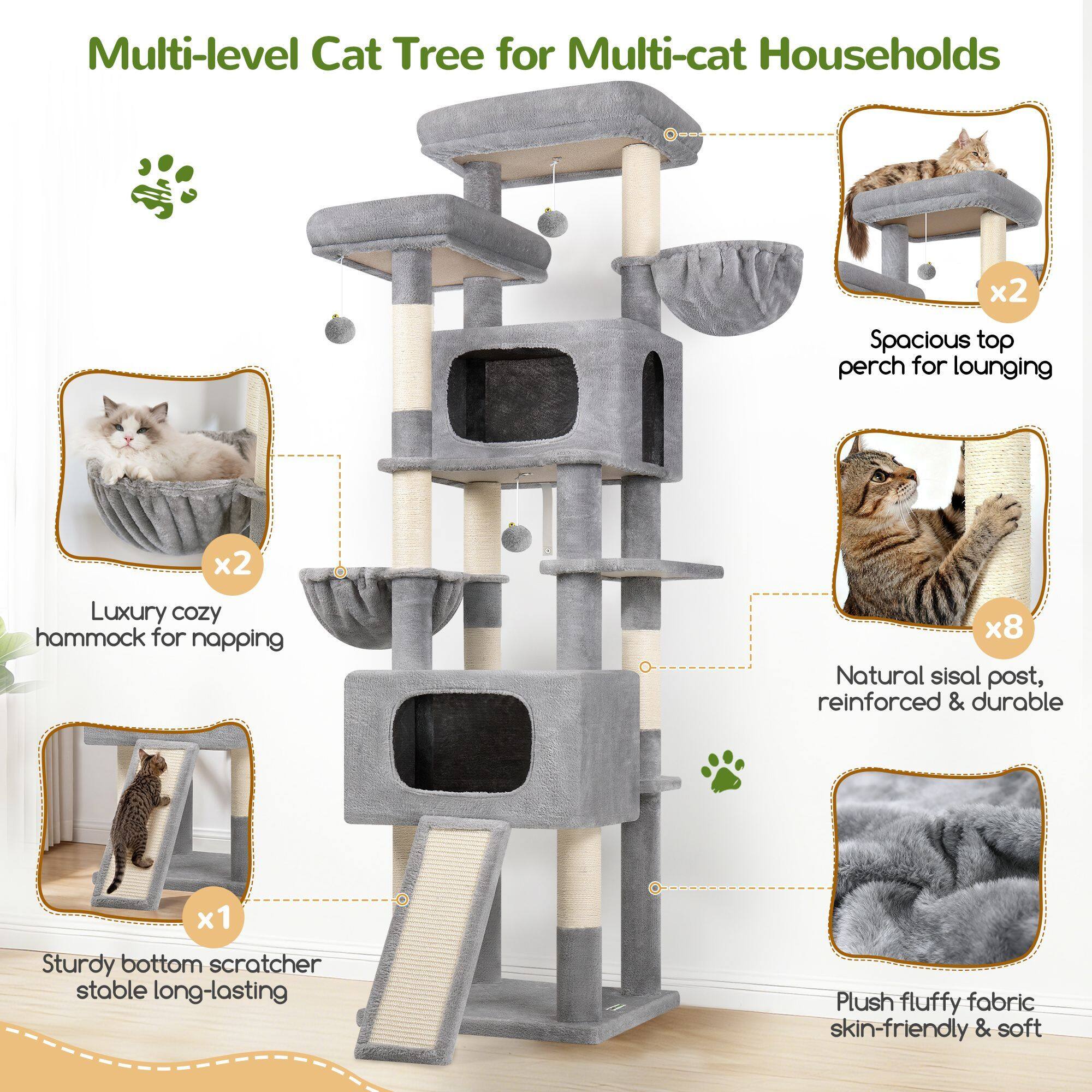 globlazer-s-series-s77e-arbre-chat-gris-clair-77-pouces image 5