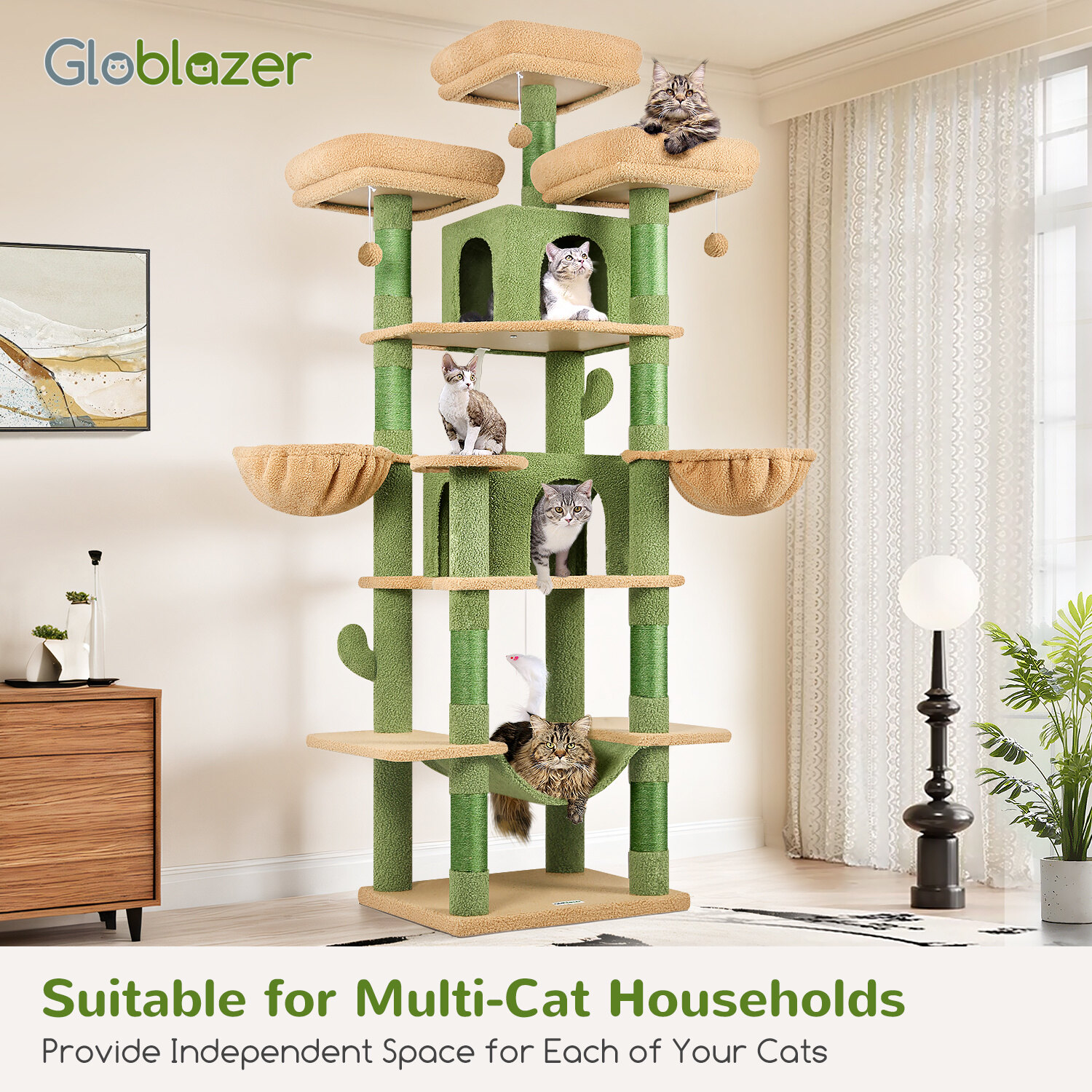 globlazer-f-series-f80-arbre-chat-vert-cactus-80-pouces-grand image 8