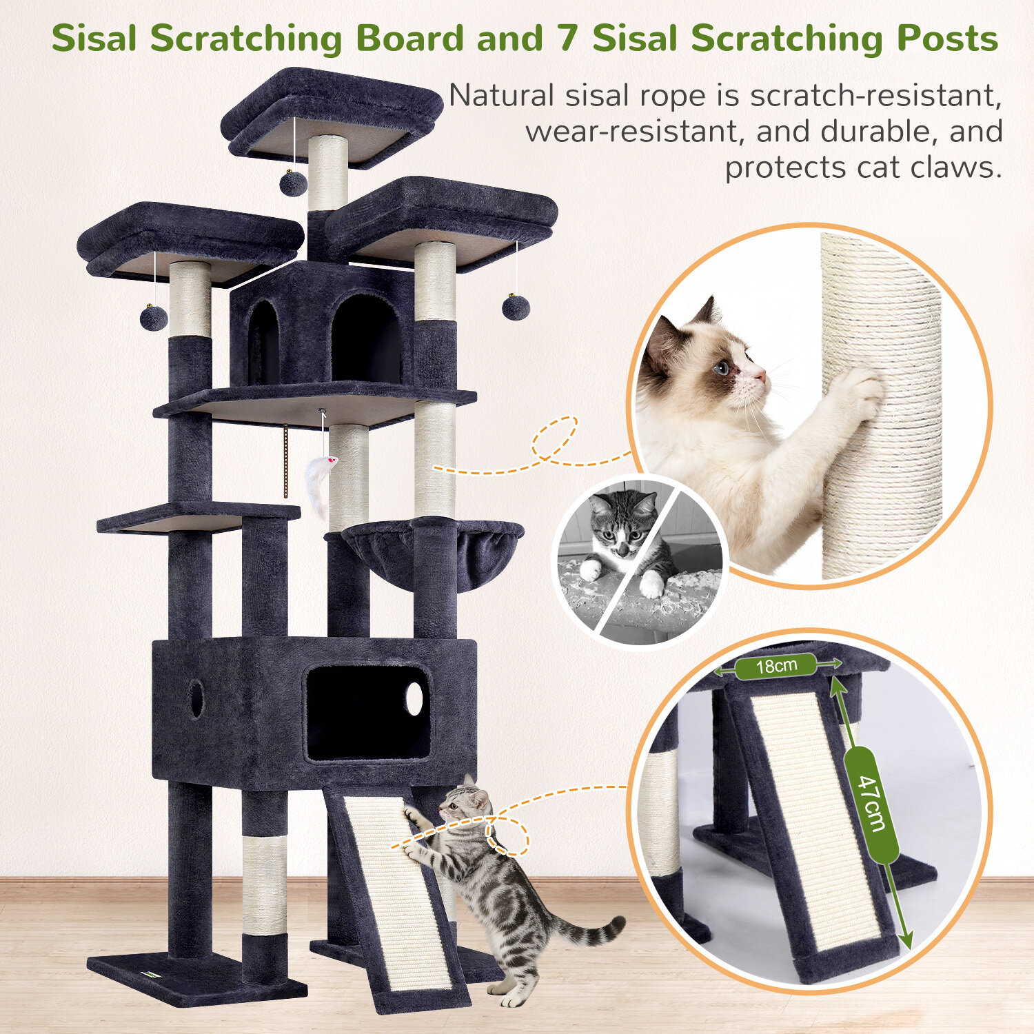 globlazer-f75-arbre-chat-gris-fonc-75-pouces-cachette image 5