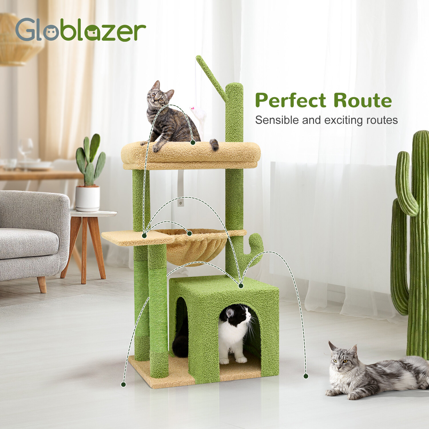 globlazer-f-series-f46a-arbre-chat-vert-117-cm-compact image 3