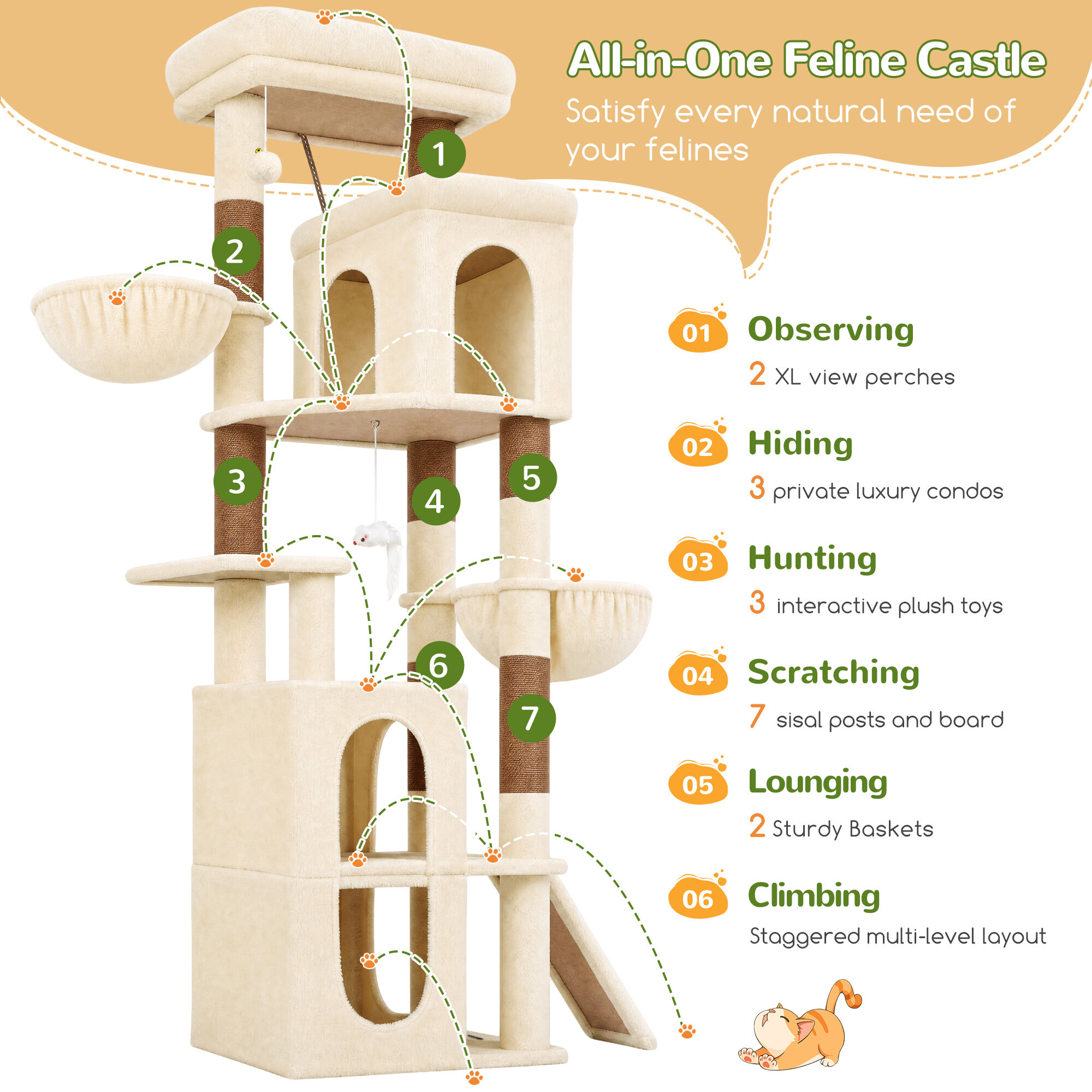globlazer-f-series-f70f-arbre-chat-beige-70-pouces-grand image 4