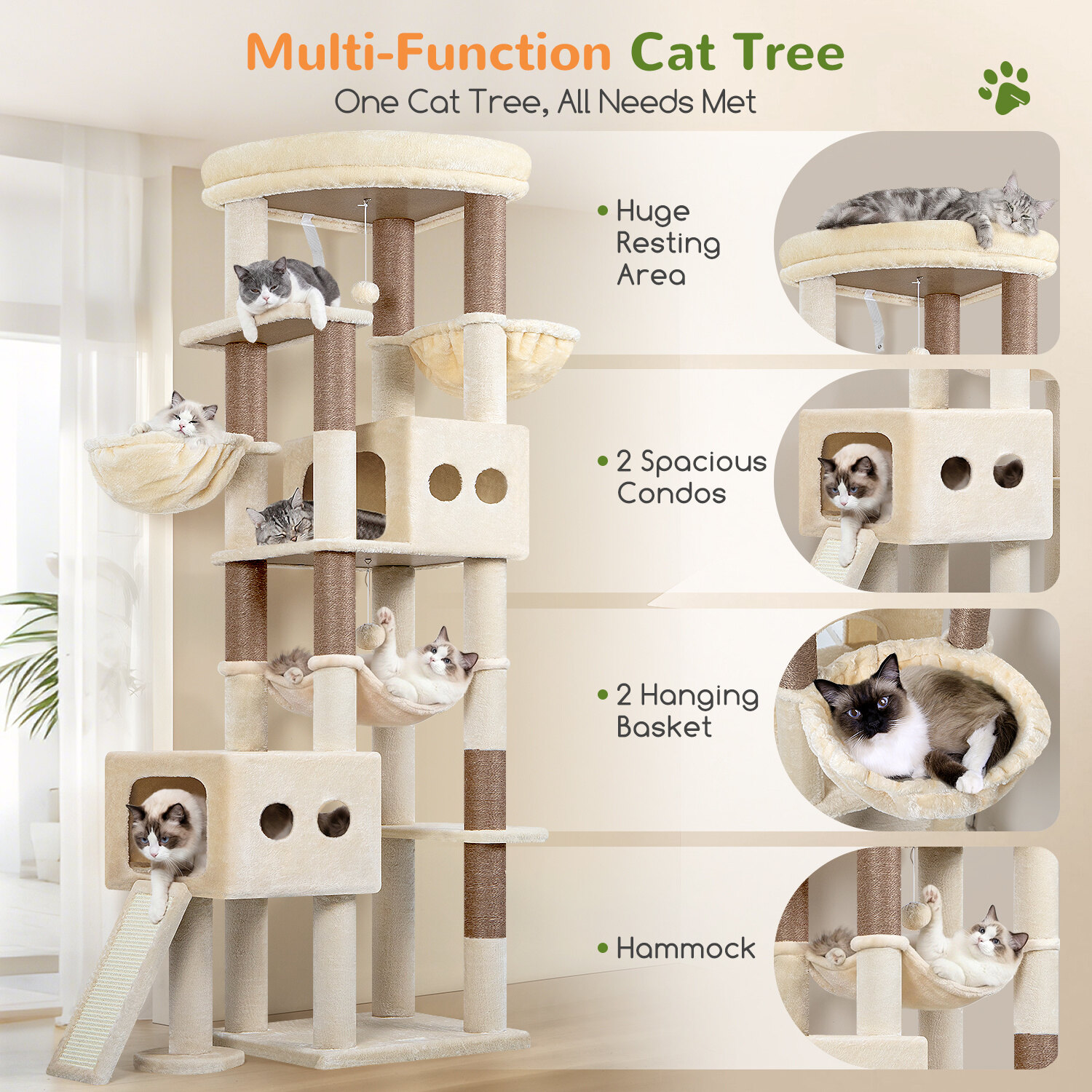 globlazer-s-series-s81g-arbre-chat-beige-81-pouces-grand image 5