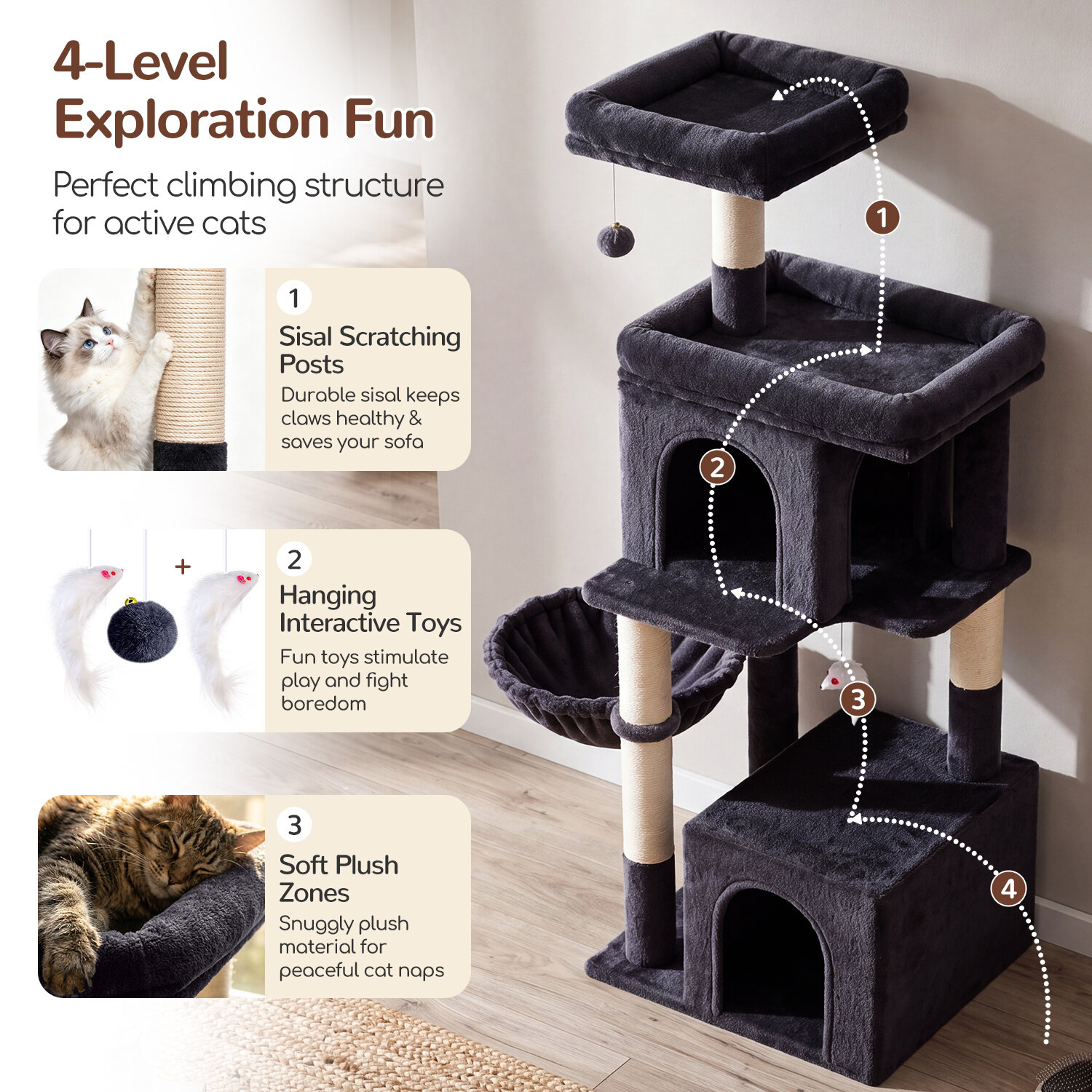 globlazer-f-series-f54-arbre-chat-gris-fonc-avec-niches image 6