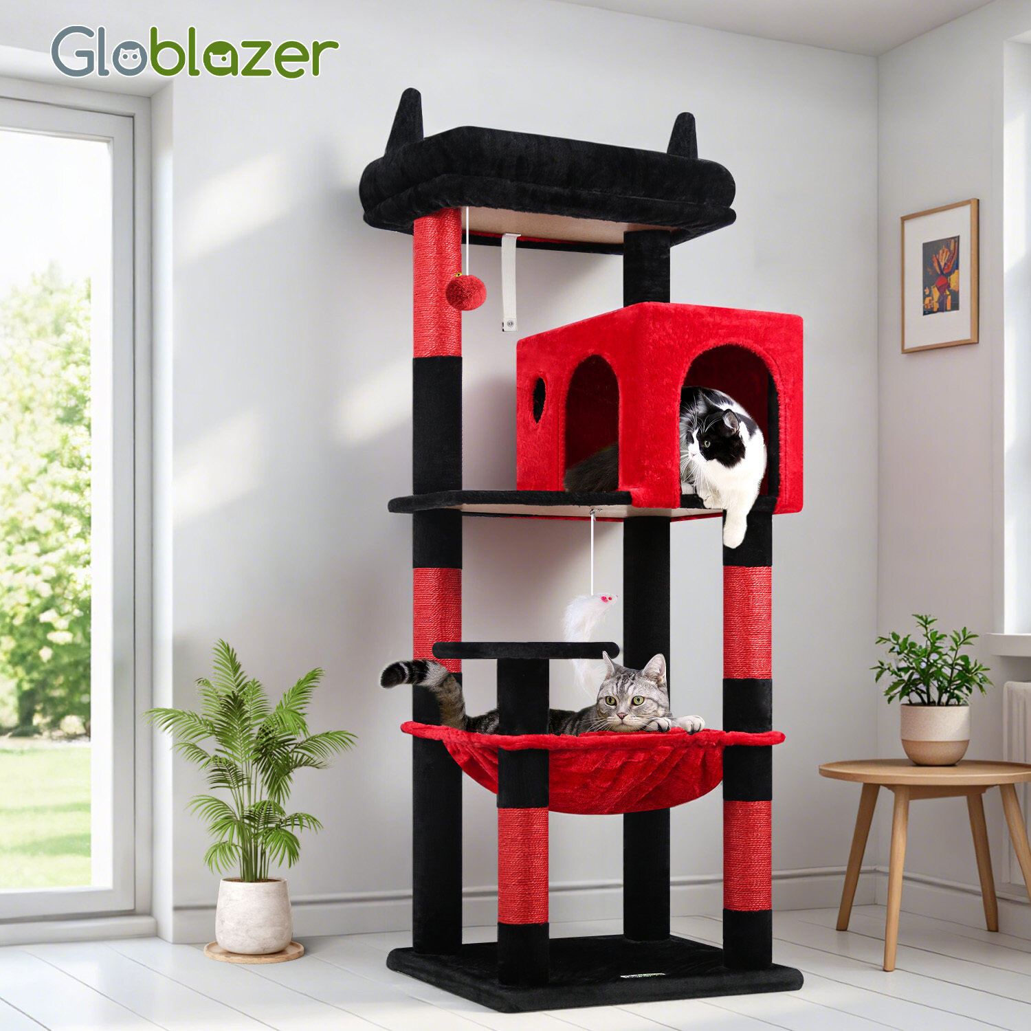 globlazer-f53-arbre-chat-135-cm-rouge-noir-gothique image 8