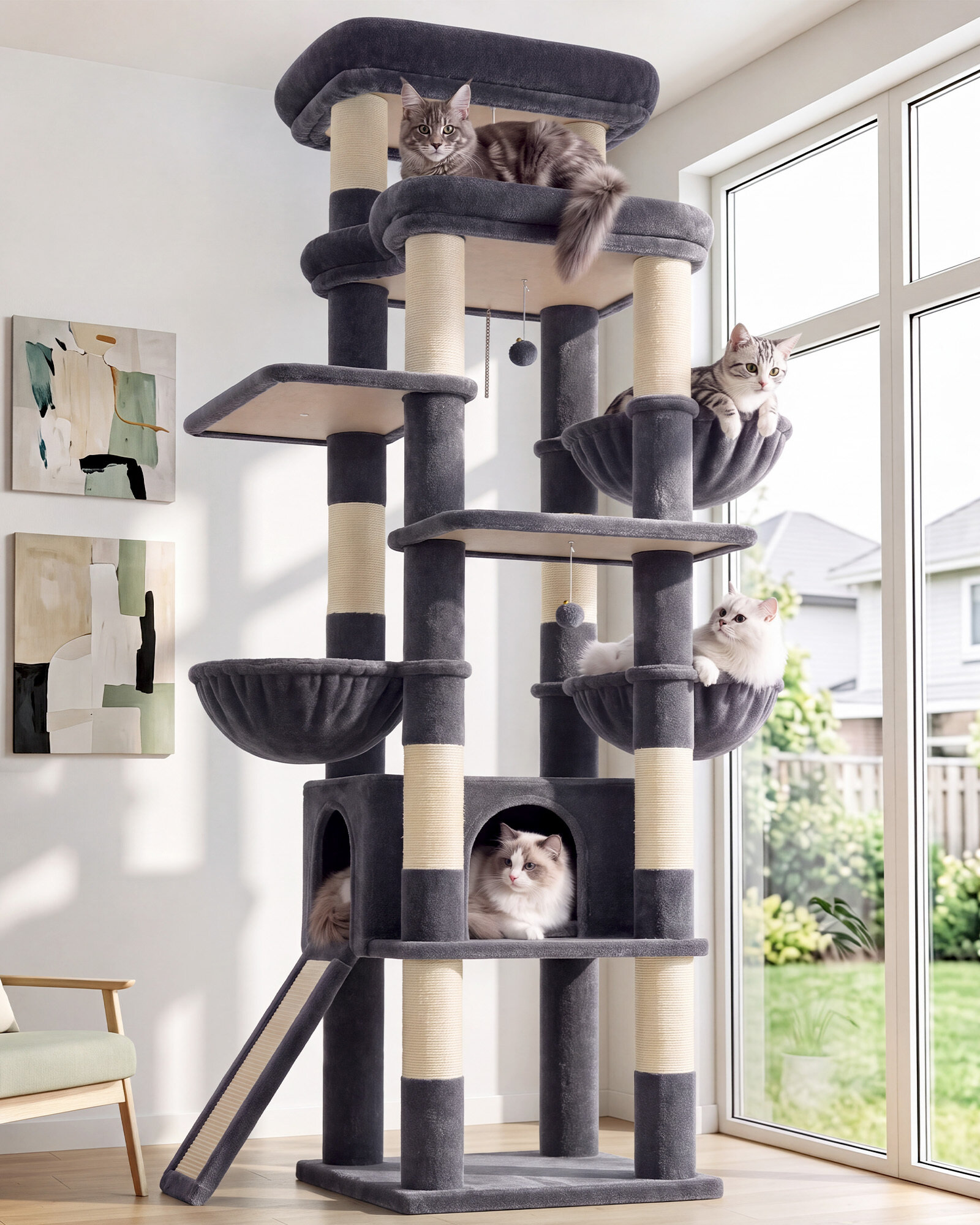 globlazer-s-series-s79c-arbre-chat-gris-fonc-79-pouces-robuste image 1