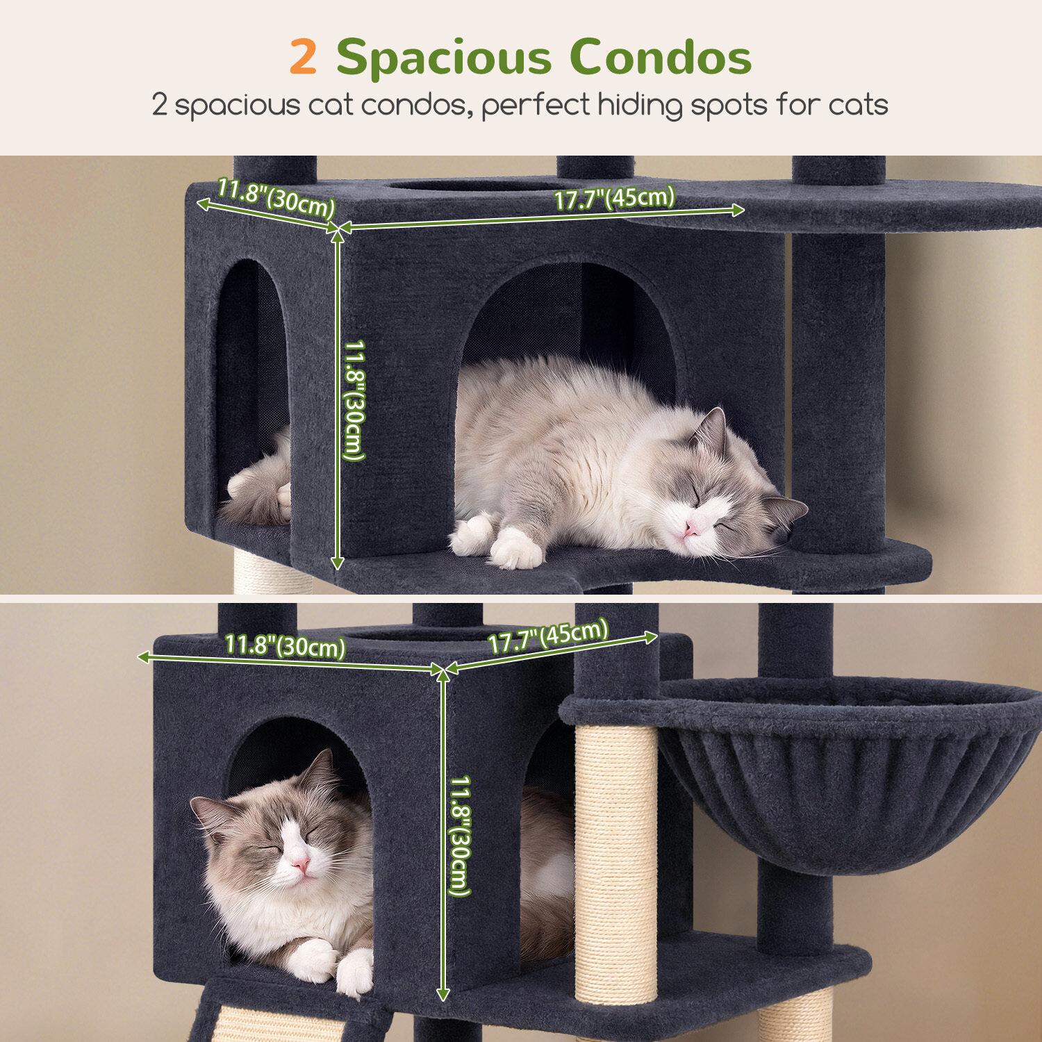 globlazer-c74-arbre-chat-gris-fonc-74-pouces-avec-niche image 3