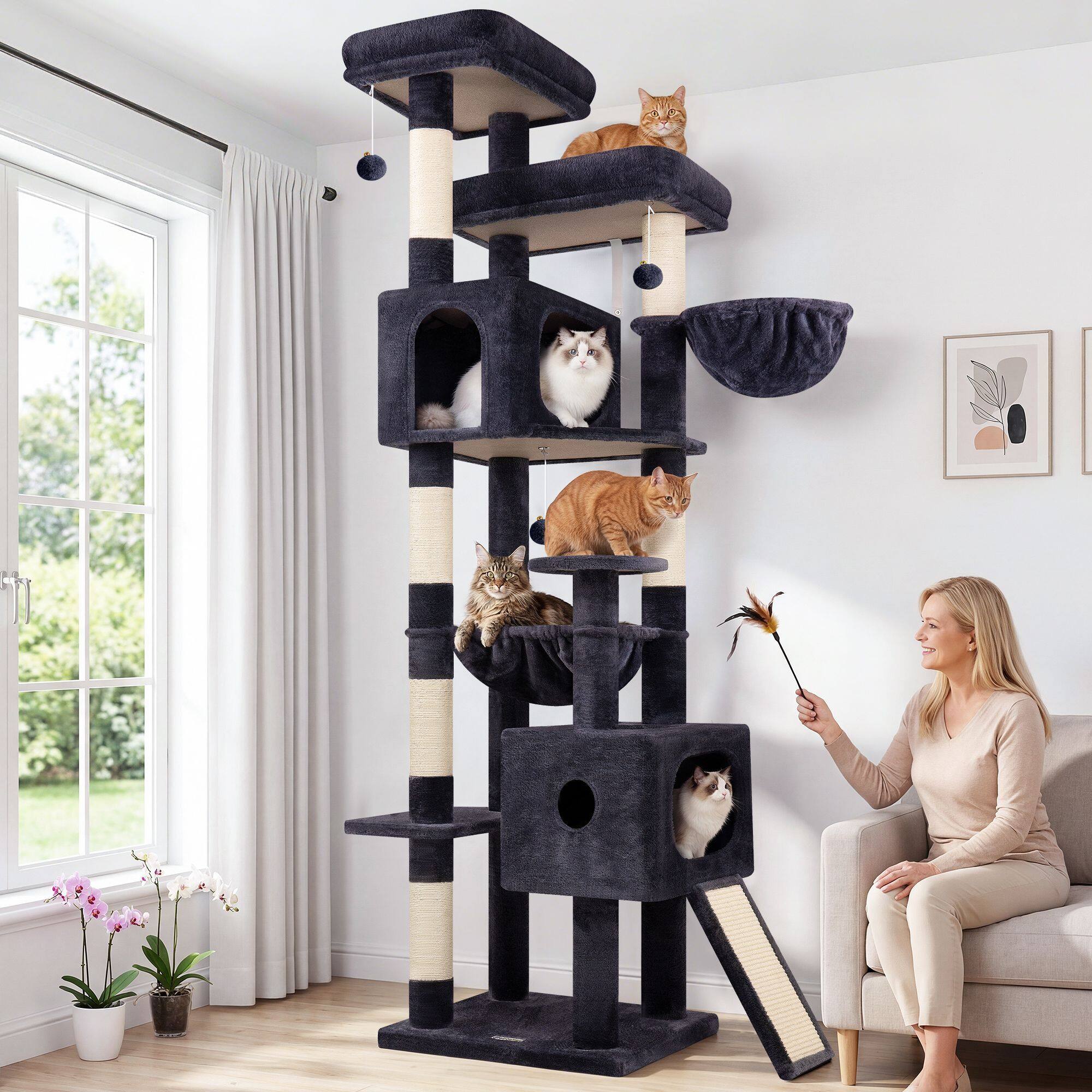 globlazer-f80g-arbre-chat-gris-fonc-80-pouces-grand image 1