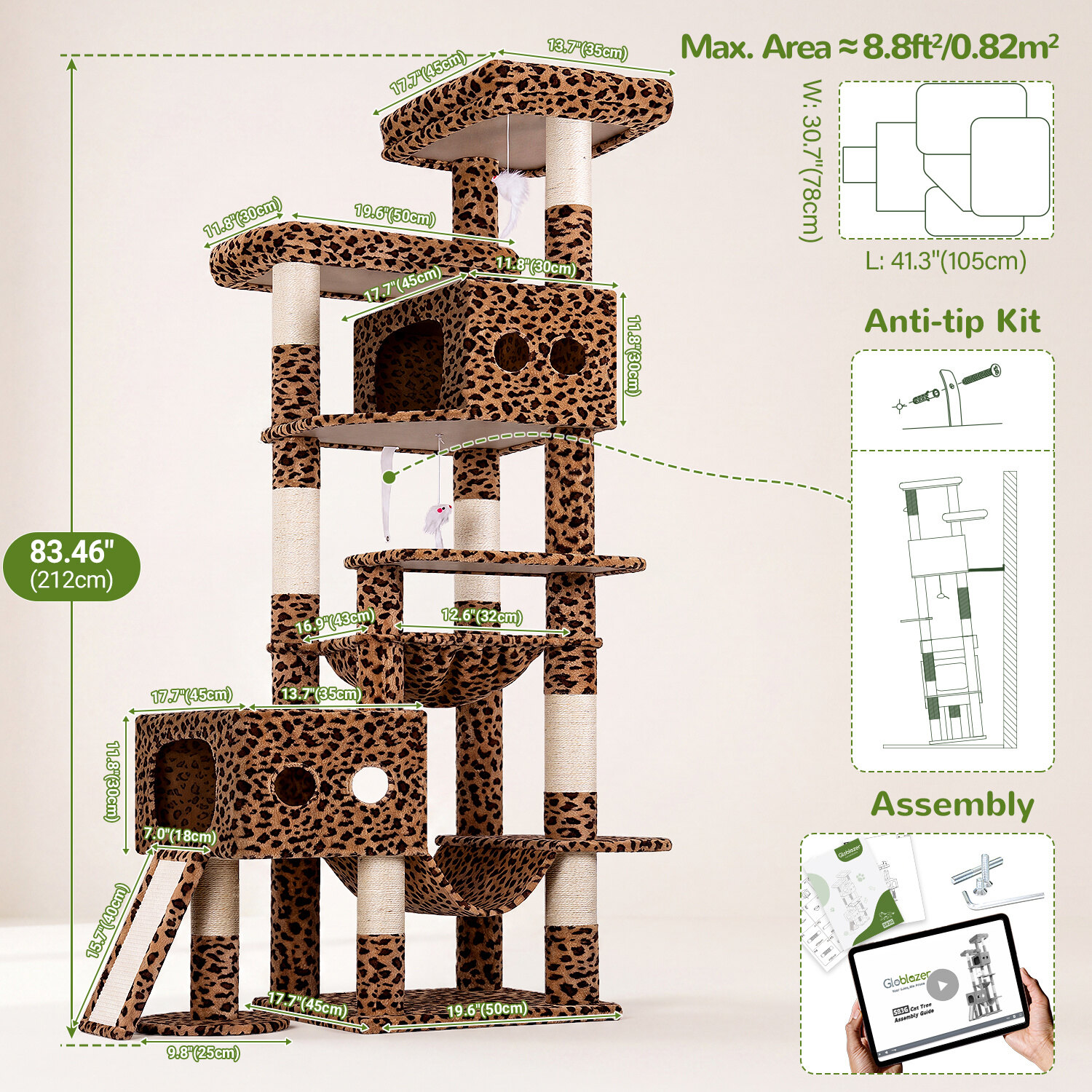 globlazer-s83g-s-series-arbre-chat-l-opard-211-cm image 7