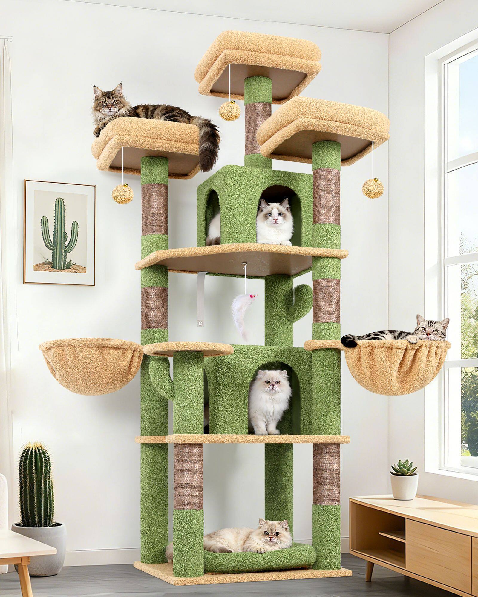 globlazer-f-series-f68b-arbre-chat-vert-cactus-68-pouces image 1